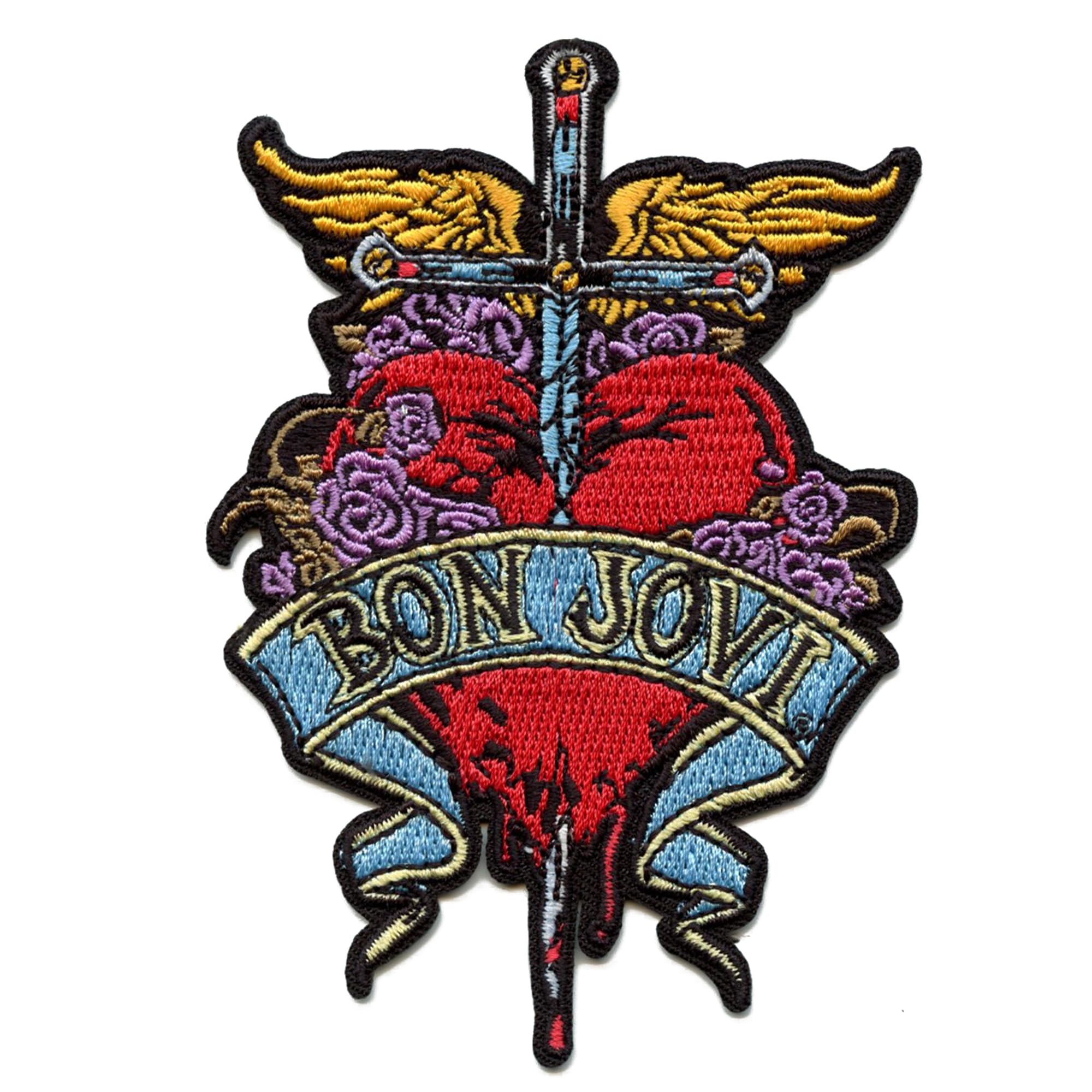 C&D Visionary Bon Jovi Heart & Dagger Patch, Red, Yellow, Blue
