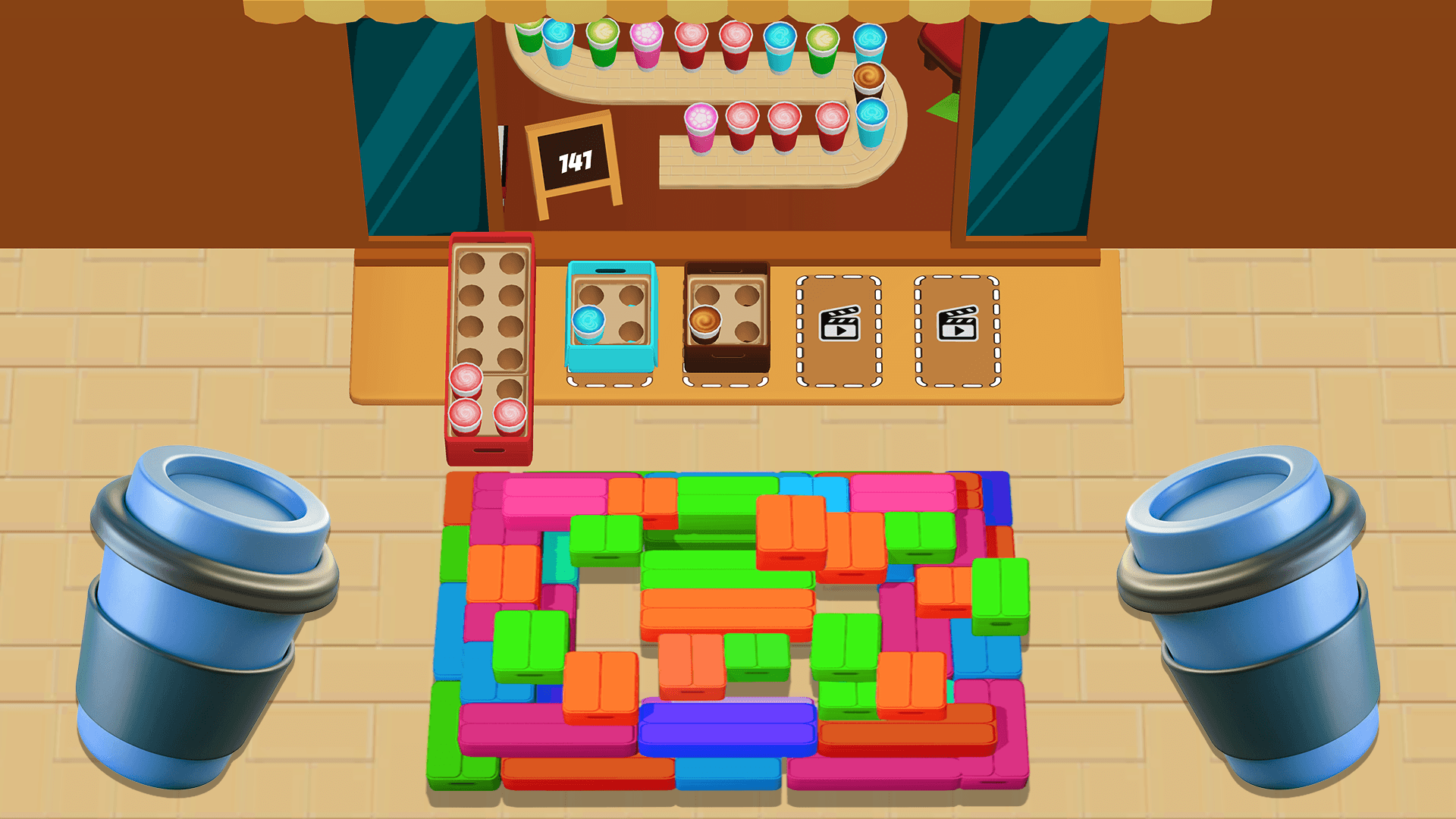 Coffee Cup Jam Rush 3D Packing Puzzle: Color Boxes Matching Fun Sorting ...