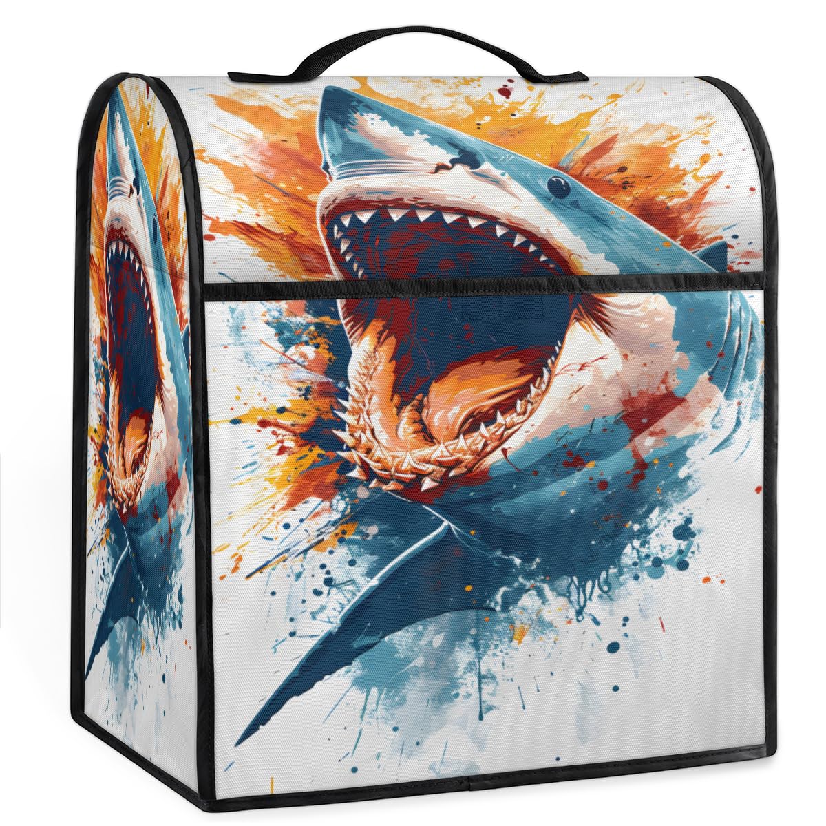 Coffee Maker Cover Ocean Shark Kitchen Appliance Covers Small Appliance Covers Blender Cover Juicer Cover Dust Covers for Kitchen Appliances with Top Handle and Pockets,Washable,B247