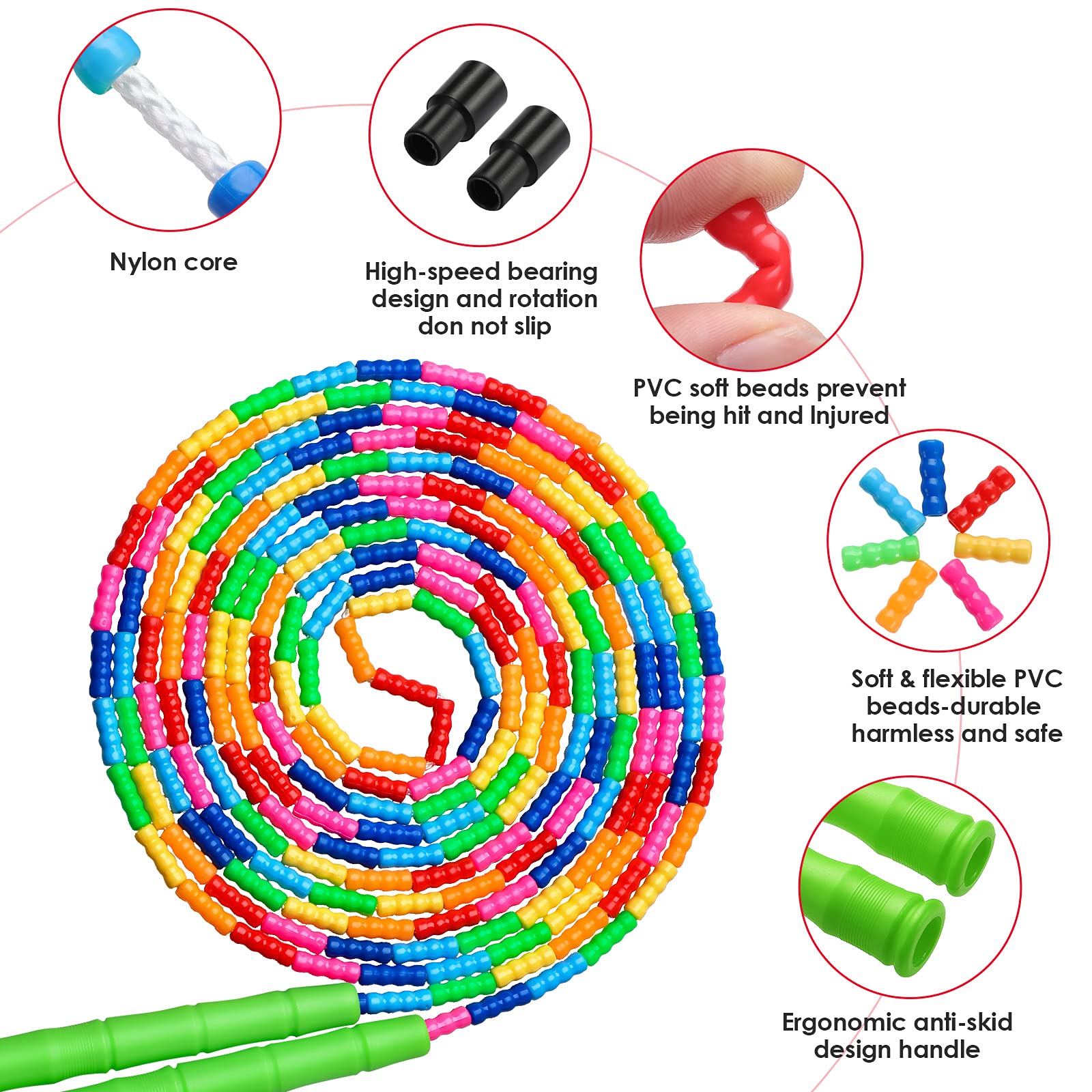 Kingcolor Corda per saltare doppia olandese da 4,6 m, confezione da 2 corde per saltare