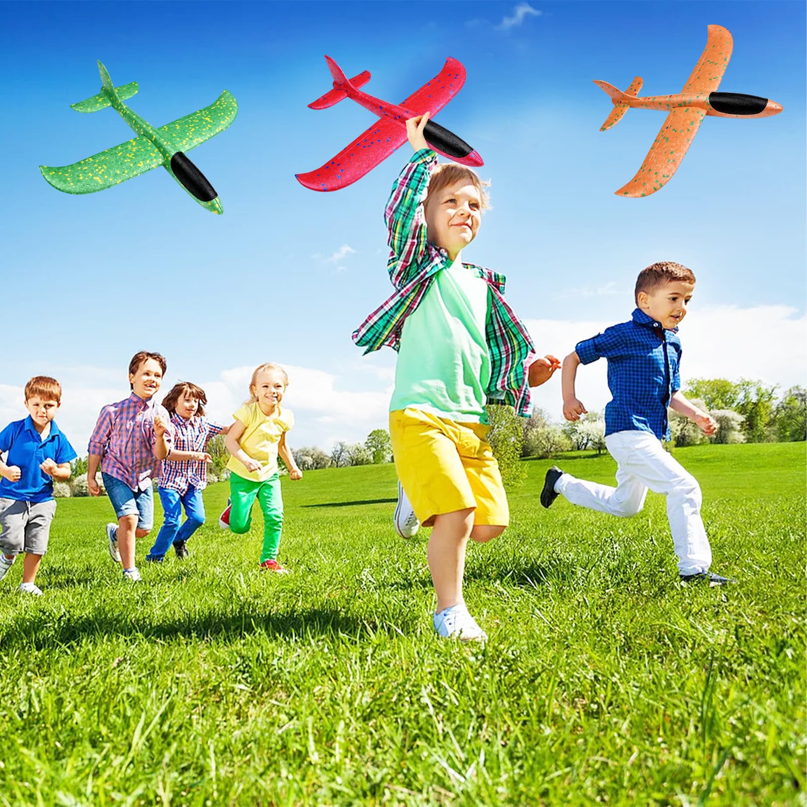 Maxentico Giochi da Esterno per Bambini, Polistirolo da Lanciare Aeroplano, Aereo di Giocattolo in Schiuma, Bambino 6 Anni Maschio All'Aperto Aliante Aerei Giocattoli(4Pcs), Giochi Giardino Esterno