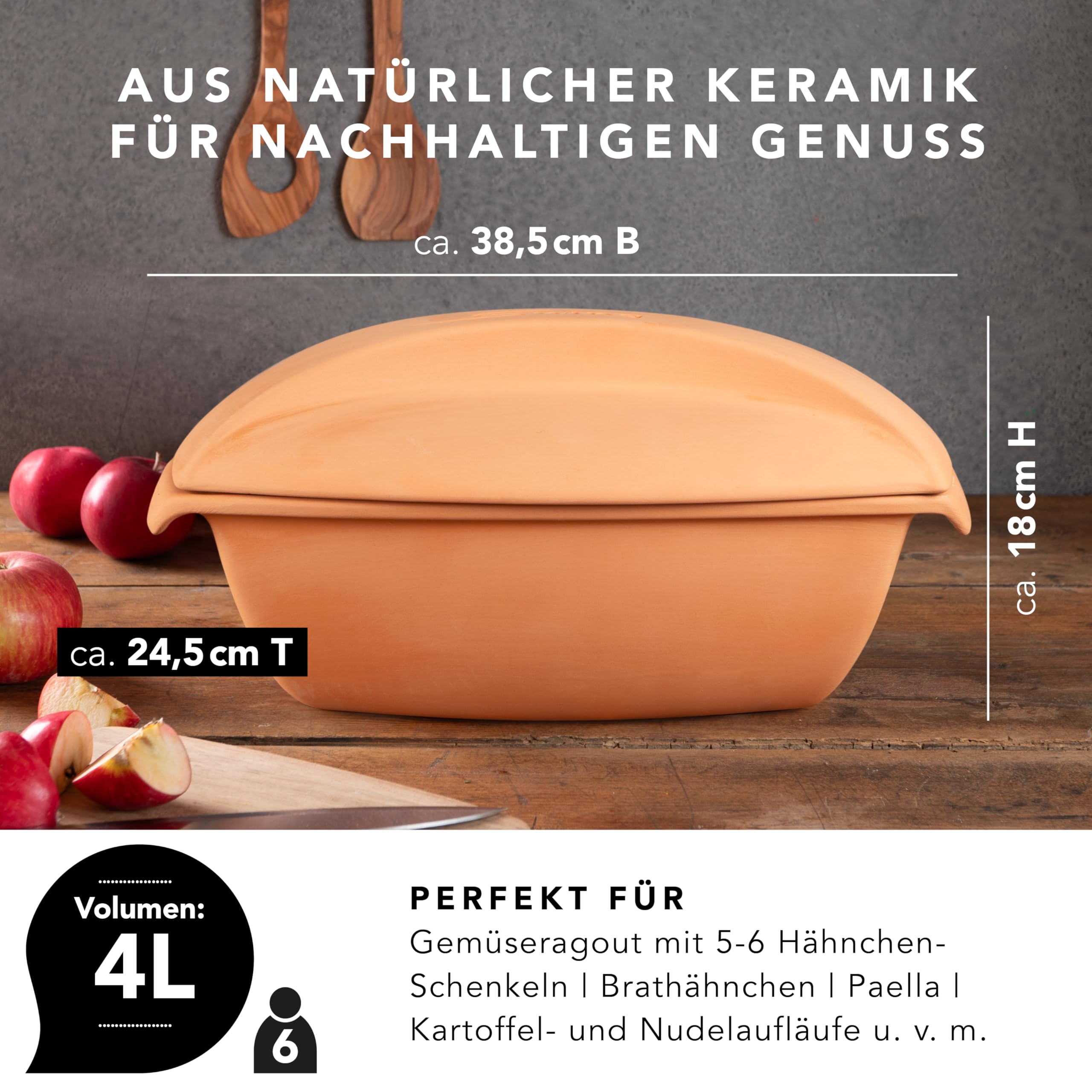 Römertopf Cuiseur à vapeur en céramique Swing, capacité de 4 litres, pouvant accueillir jusqu'à 6 personnes