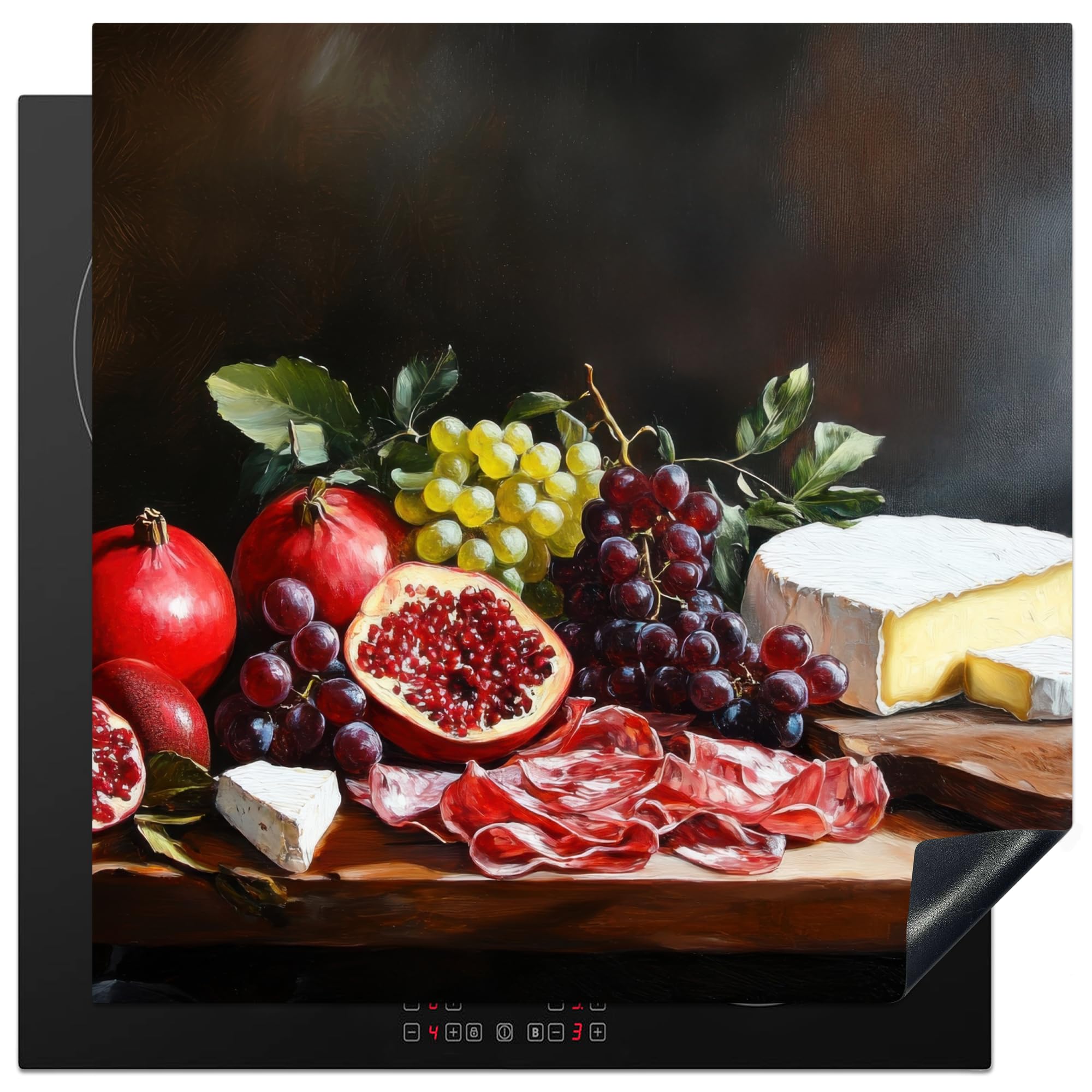KitchenYeah© Induction Hob Cover Protector Mat 30.7"x30.7" / 78x78 cm Kitchen Universal Ceramic Covers for Electric Cookers Vinyl Drinking Board - Still Life - Vintage
