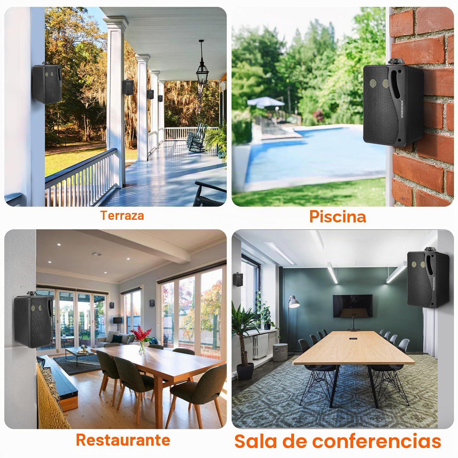 Herdio 3.5 Pulgadas Bluetooth Altavoces para Exteriores de Impermeables, Sistema de Altavoces de Montaje en Pared con Graves potentes de 400 vatios para el hogar, Patio, jardín, Porche, Cubierta