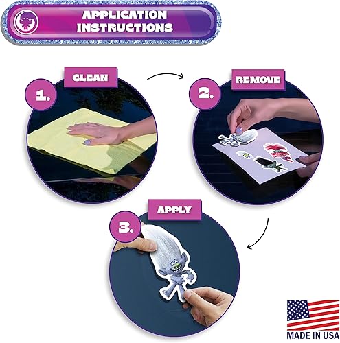 Miniatura 6 de DreamWorks Trolls - Calcomanías de vinilo para auto, botella de agua, bicicleta, casco, laptop, monopatín, diseño de ramas de amapola, para