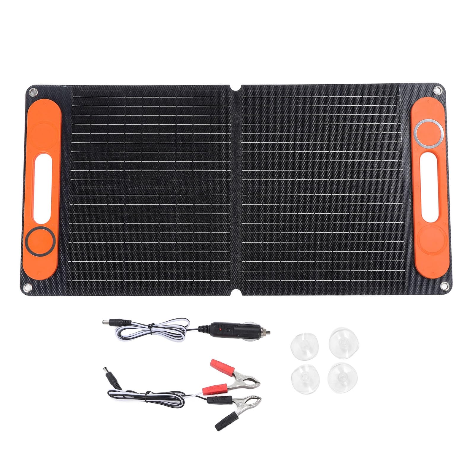 Pannello solare portatile da 80 W, caricatore solare monocristallino pieghevole da 80 W doppio USB 12 VDC per campeggio, kit pannello solare caricabatterie da auto pannello solare con clip a batteria