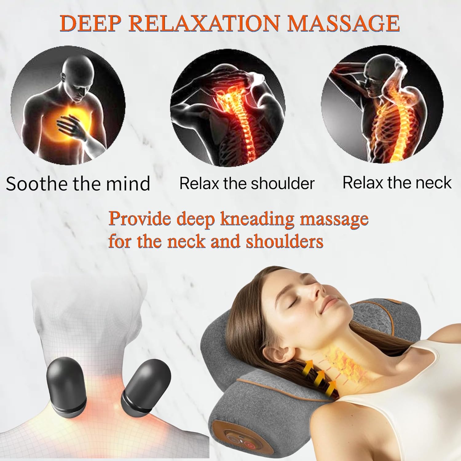 3-in-1 Neck Massage Pillow|Heated Neck Pillow with Massage|Cervical Support Memory Foam Pillow for Shoulder and Neck Relaxation| with Heating and Traction Function, Hump Corrector (Upgraded)(Grey) - Image 4