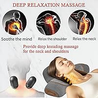 Vista 4 de Almohada de masaje de cuello 3 en 1 con calor, almohada térmica para el cuello con masaje, almohada de espuma viscoelástica de apoyo cervical