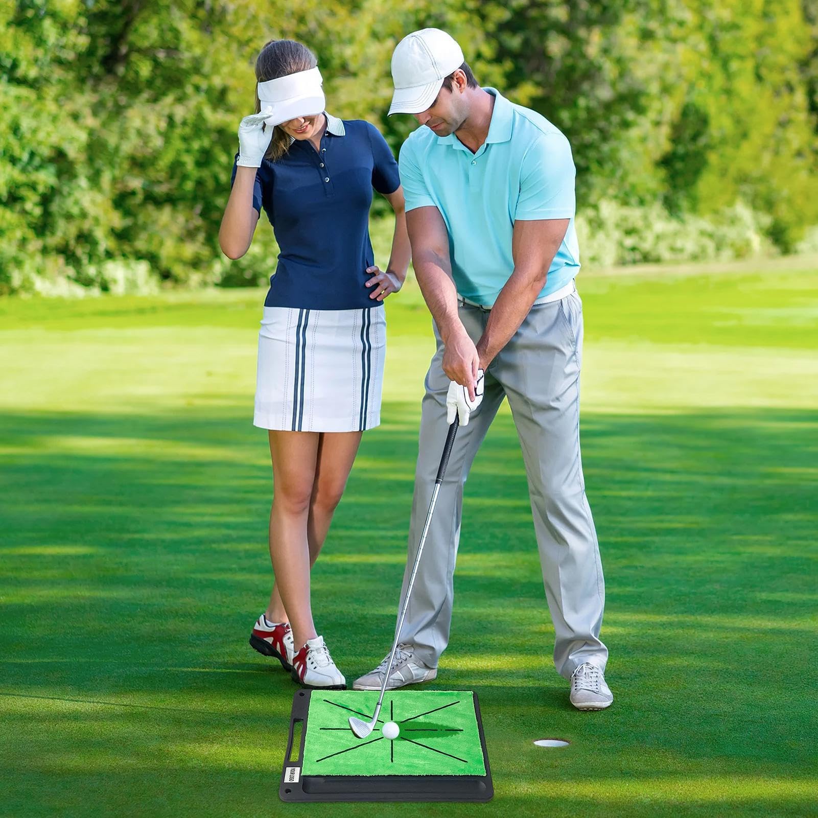 Tappetino da golf per allenamento con retro in gomma, rilevamento feedback oscillante