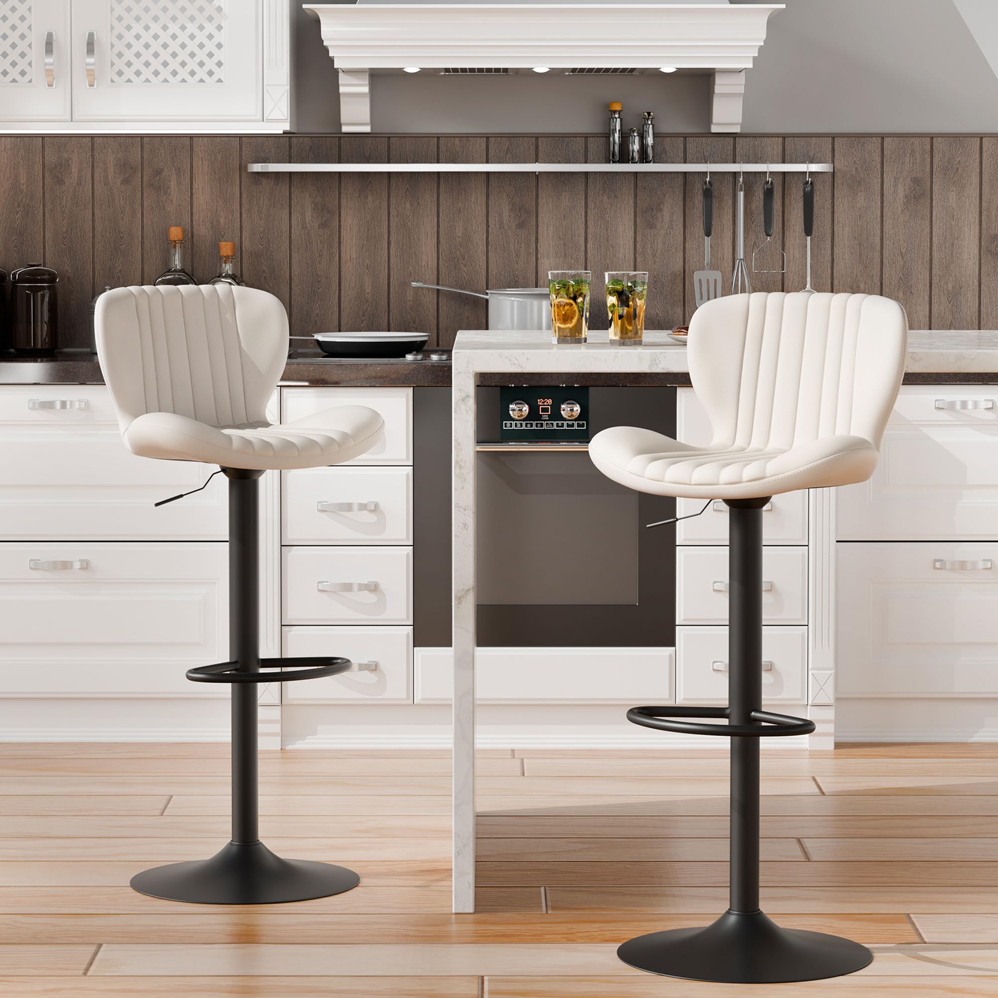 Amazon.com: Shintenchi Bar Stools Set of 2 Modern Swivel Bar