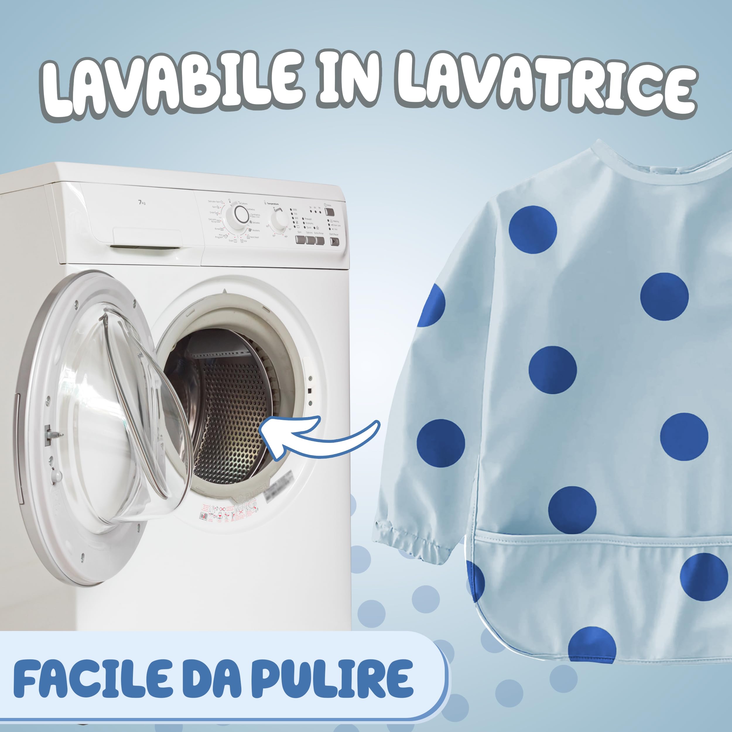 Nombear ® Bavaglini Impermeabili con Maniche 6 Mesi o Più - Bavaglini Pappa Svezzamento, Bavaglino con Maniche Lunghe, Bavaglini Impermeabili con Tasca, Bavaglio con Maniche per Bimbo