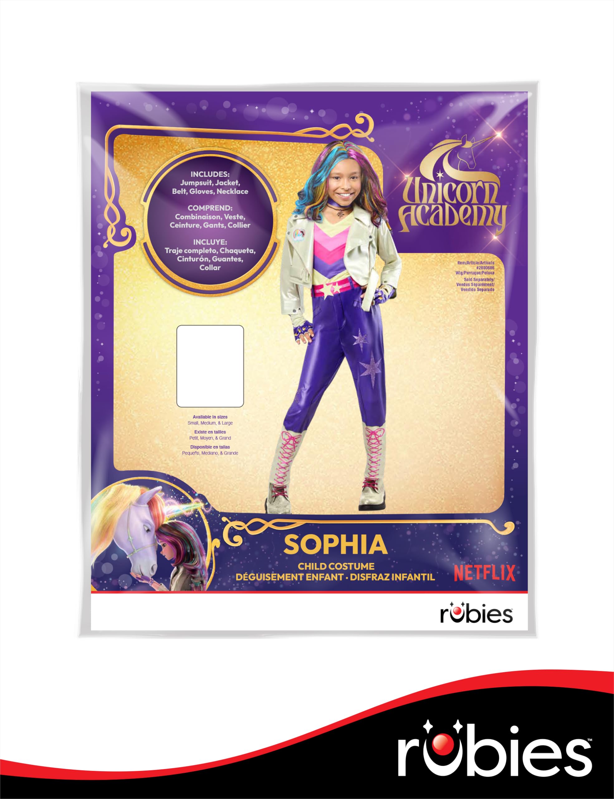 Rubies Disfraz de unicornio de Sophia con chaqueta y accesorios para niña