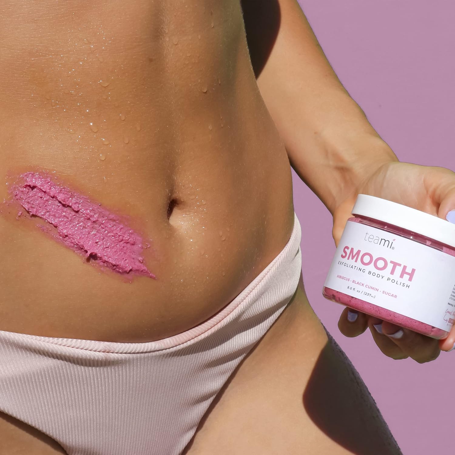 Teami Smooth Body Scrub - Nourishing & Non-Oily Exfoliating Body Scrub - Every Day Use Gentle Sugar Scrubs for Women & Men - Body Exfoliator Eliminates Dead Skin Cells for Glowing Skin (8oz)