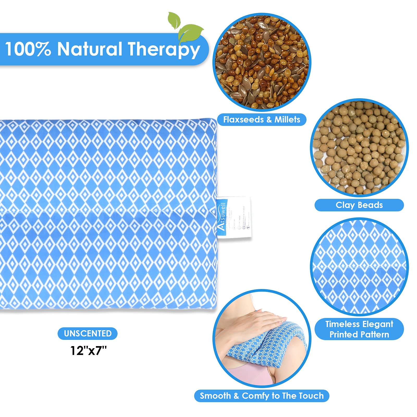 Atsuwell Microwave Heating Pad for Pain Relief, 7 x 12" Heating Pad