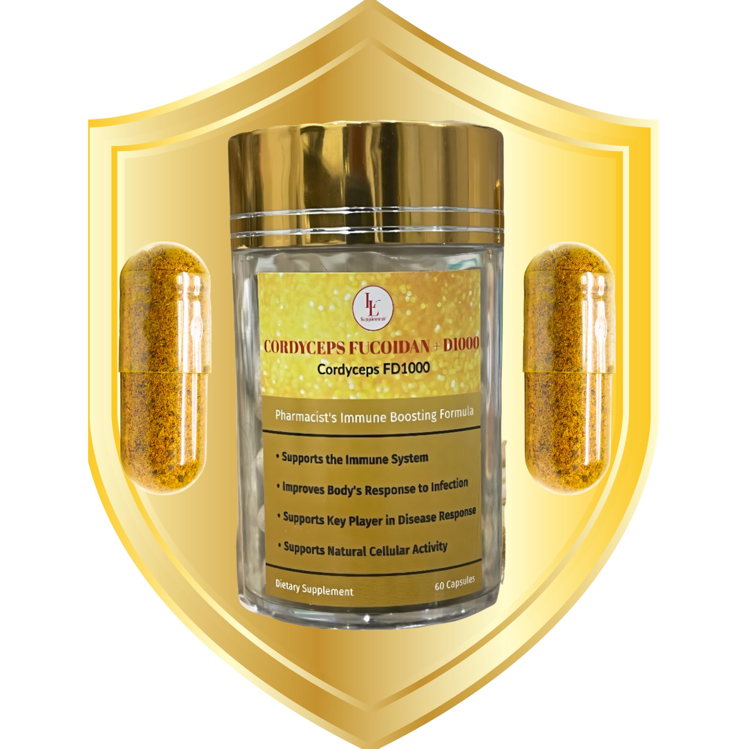 Cordyceps FD1000 Pharmacist Formula Cordyceps Fucoidan Vitamin D | Immune Booster | LL Supplement - 60 Capsule