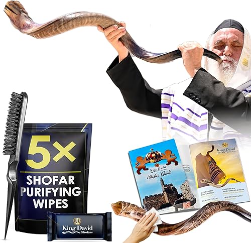 Kudu Shofar - Instrumento musical de cuerno soplado judío kosher de Israel, instrumento musical de Kudu Shofar Angels, medio pulidonatural (juego disponible en Yaxa Colombia