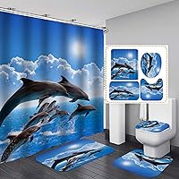 Vista 12 de OLEBETY - Juego de 4 cortinas de ducha con diseño de delfín, medusas de peces tropicales, algas marinas, vida marina, animales marinos, decoración