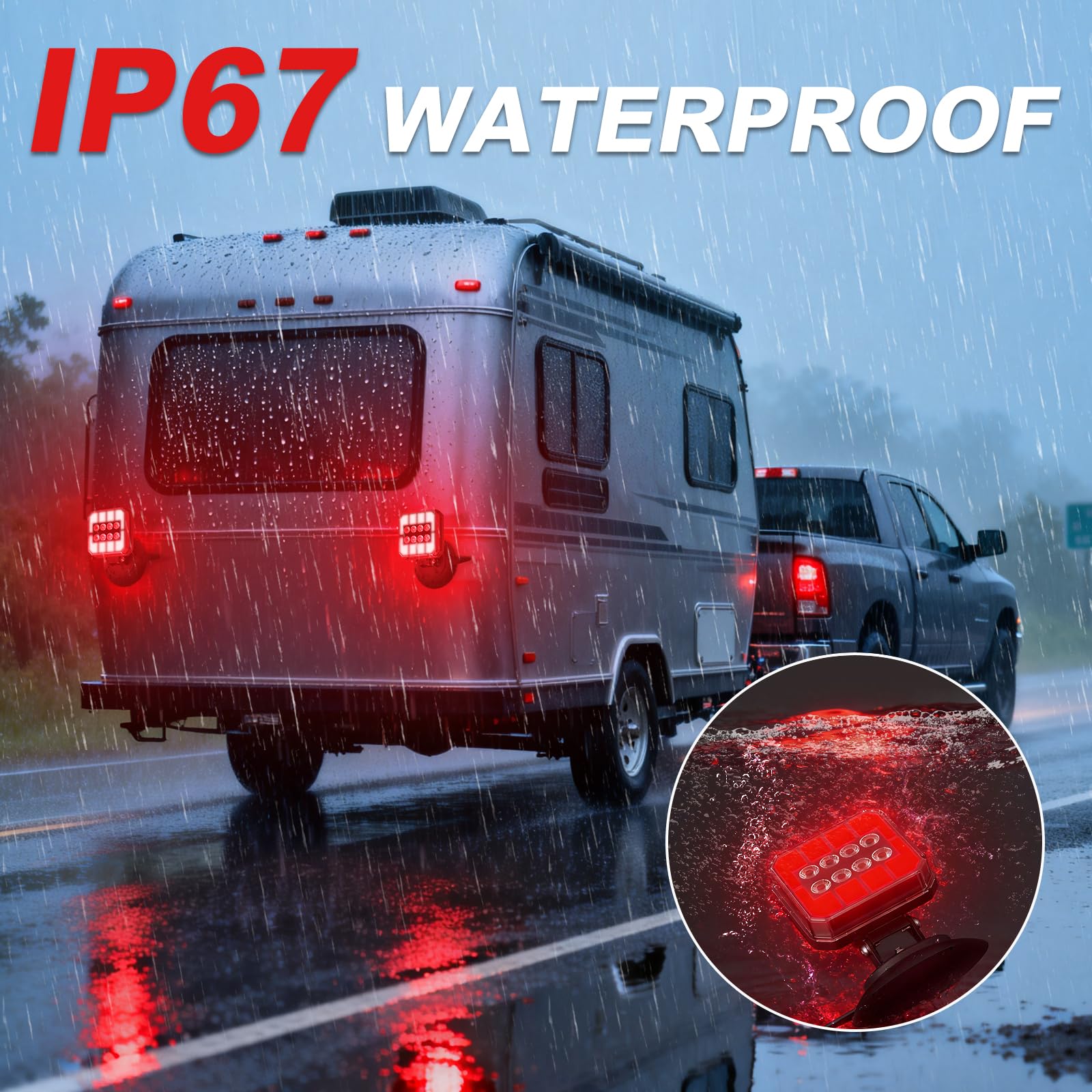Wireless Trailer Lights Magnetic, 110° Rotatable Wireless Trailer Lights Kit, Portable LED Trailer Light for Towing Trucks Boat RV Camper, IP67 Waterproof, Sufficient Brightness - 5