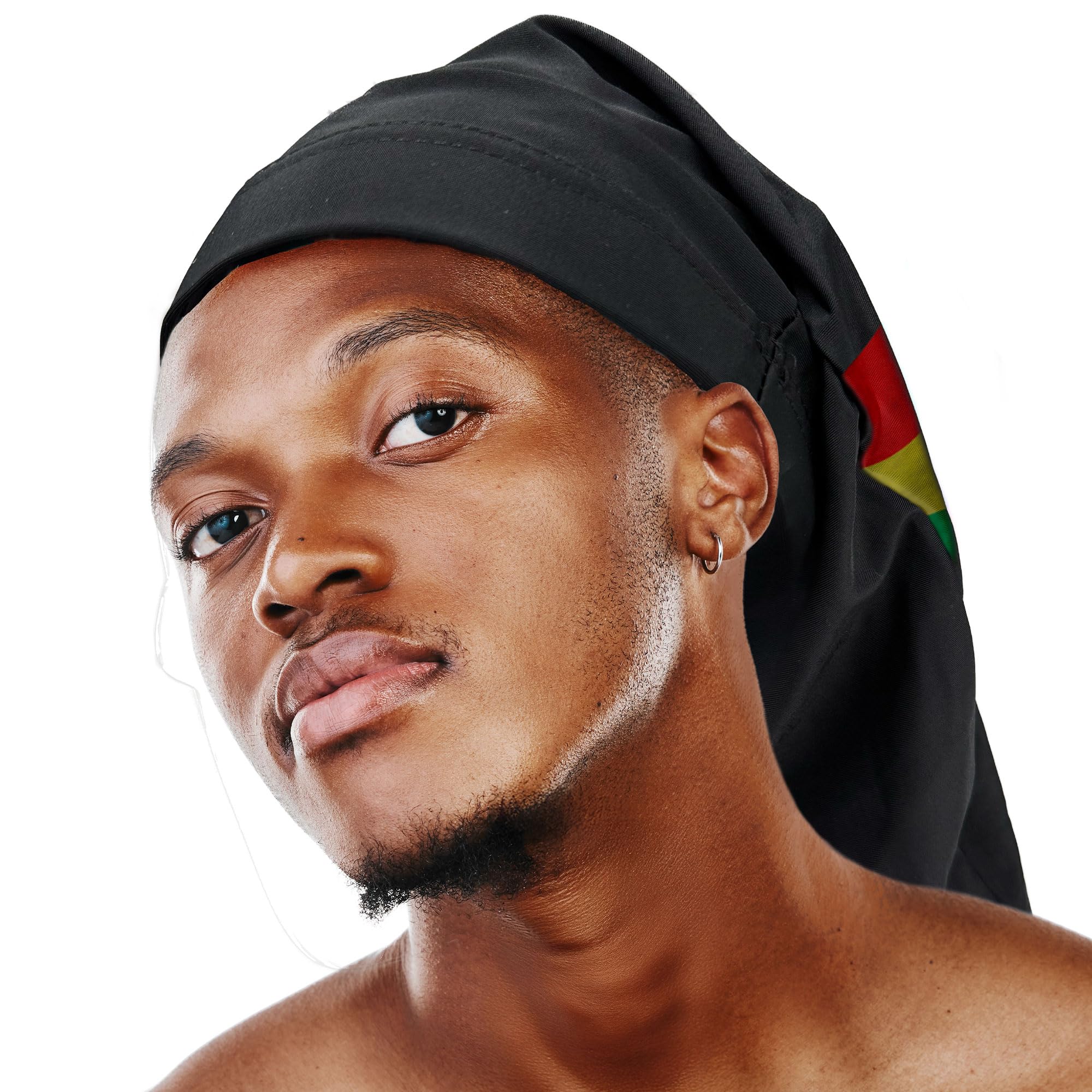 Skull Cap Wave Cap Dreadlock Cap - Tea Tree & Coconut Infused Spandex for Men & Women, Breathable Hair Care, Comfortable Fit for Long Hair, Locks, and Protective Styling Black