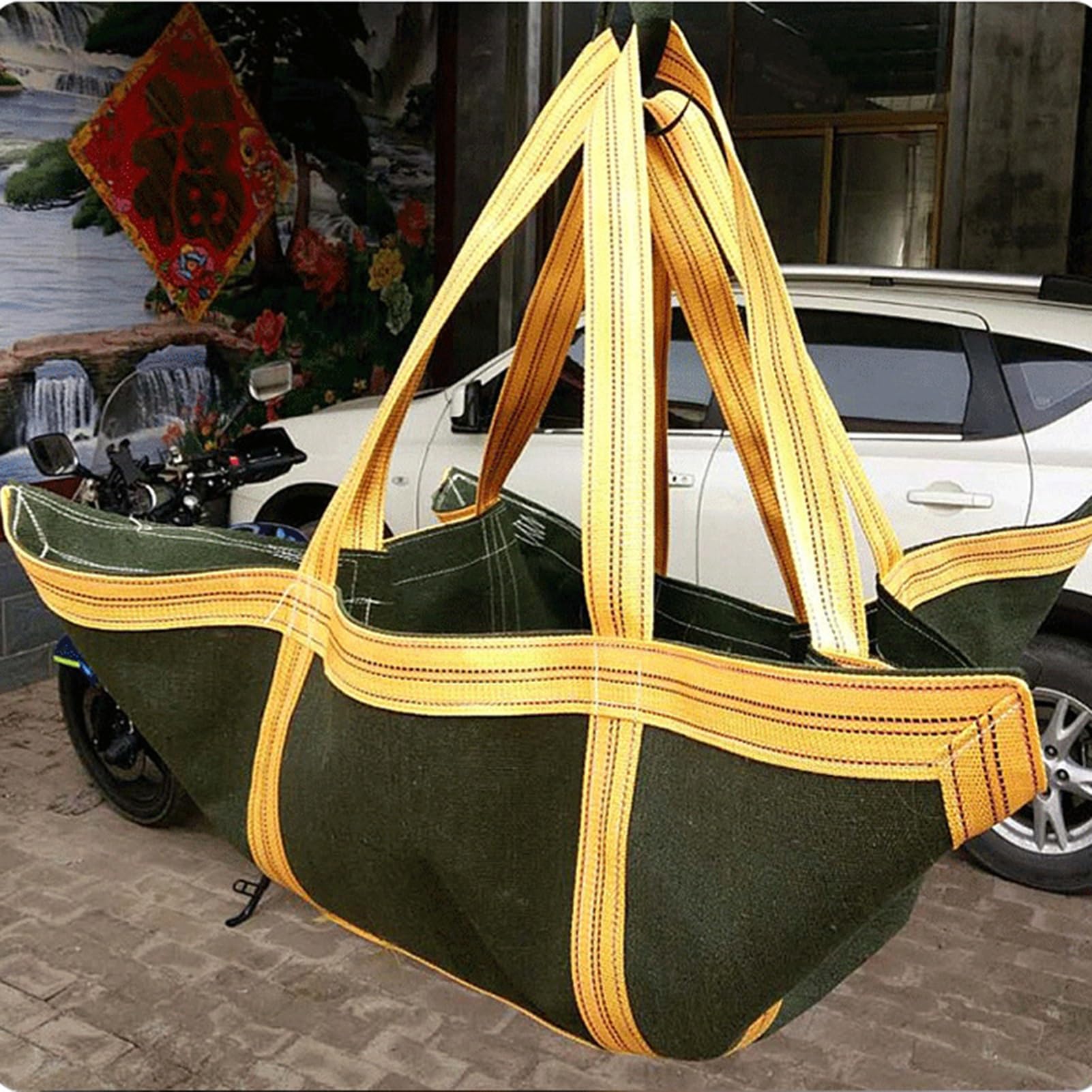 Rete di Sollevamento Sospesa - Borsa di Tela Morbida, Rete di Carico per Pallet con Gru, Carico di 1,5-2 Tonnellate, Borsa di Sicurezza Resistente agli Strappi per Banchina(80X80CM)