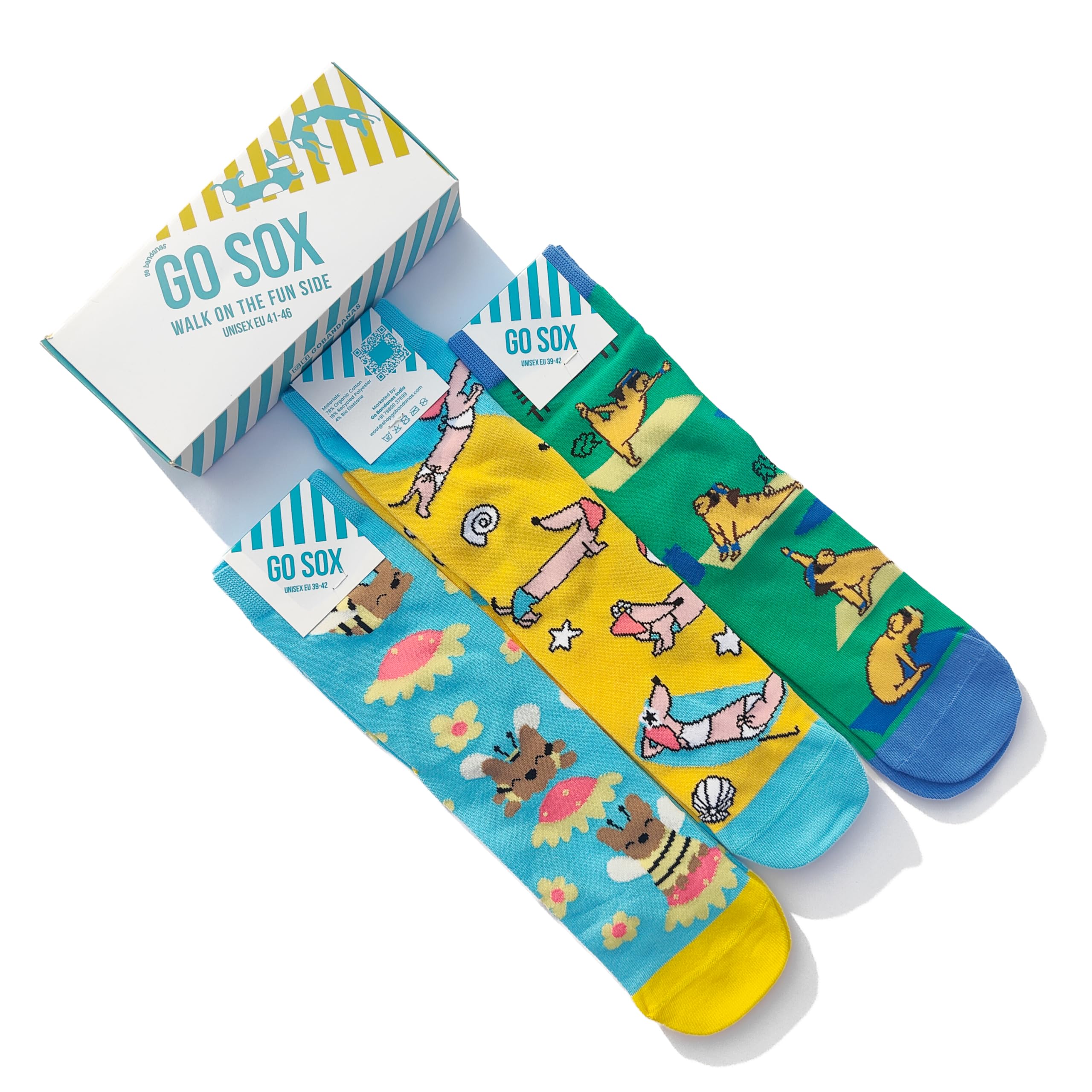 Go Sox Organic Cotton Men's and Women's Printed Quirky & Funky Dog Socks - Unisex Crew Length, Odour Free, Breathable, Pure Cotton, Soft Socks (Multicolor, Combo Pack of 3) by Go Bandanas-image-15