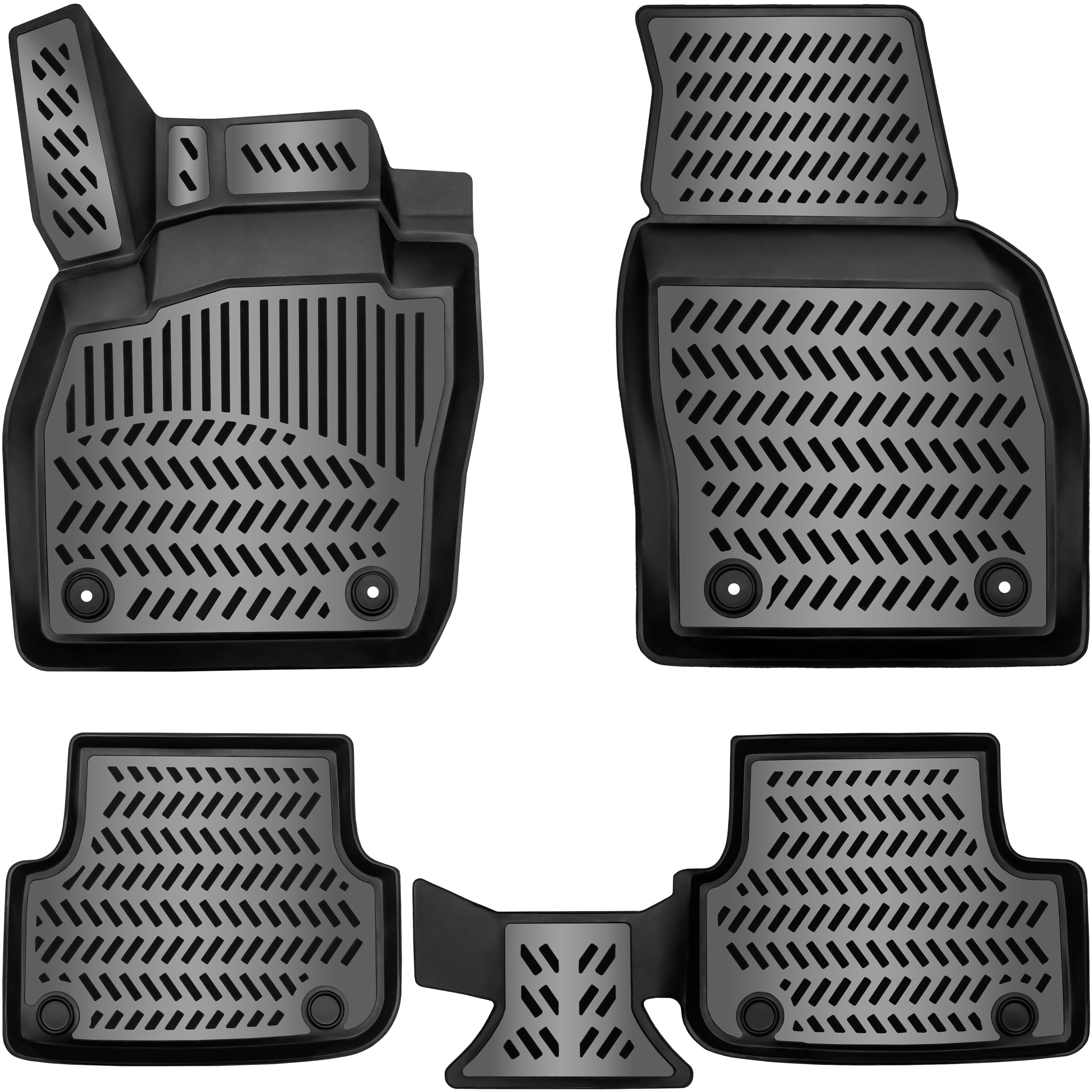 ELMASLINE Juego de alfombrillas de goma 3D para VW Polo 6 (VI) 2017-2026 (AW) | borde extra alto de 5 cm | accesorios alfombrillas