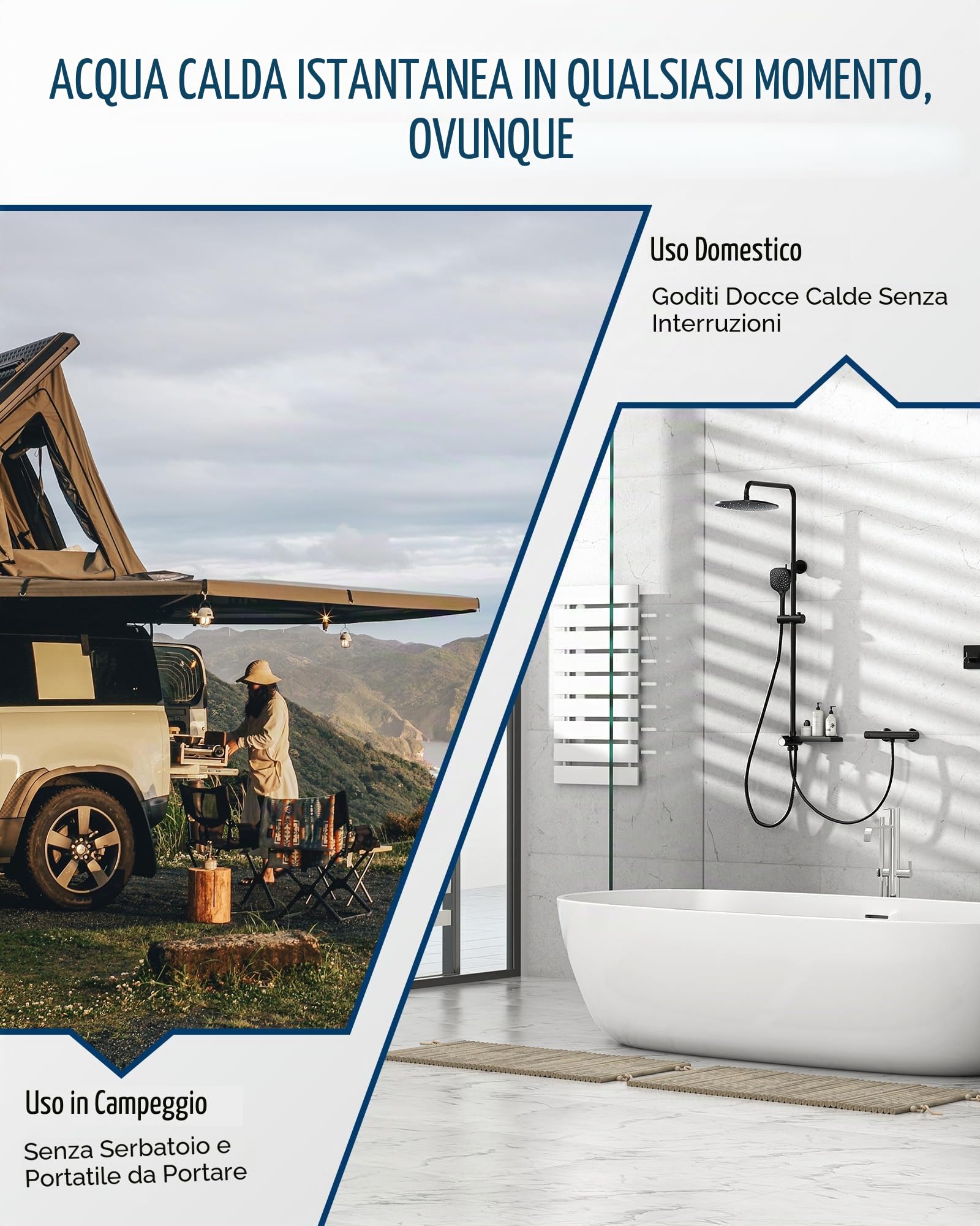 CO-Z 18L/min Scaldabagno a Gas GPL con Modalità Inverno ed Estate 30.6 kW Caldaia a Gas GPL a Parete senza Serbatoio Scaldabagno a Gas Butano con Anima in Rame e Display a LED