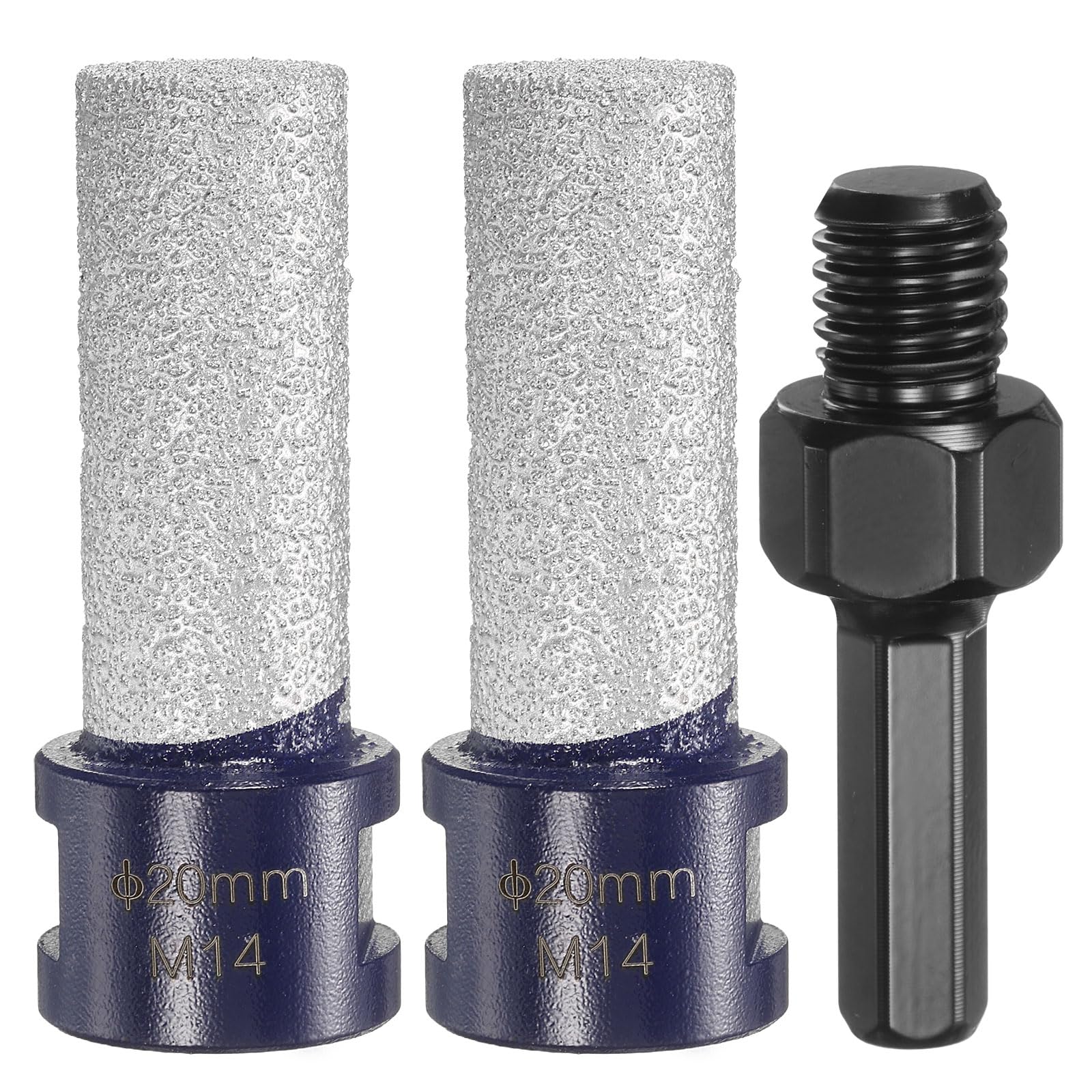 sourcing map 2 punte diamantate per fresatura a dito, diametro 20 mm, 5/8"-11, punte diamantate per ingrandire la modellatura di fori esistenti in porcellana con adattatore esagonale da 3/8", blu/nero