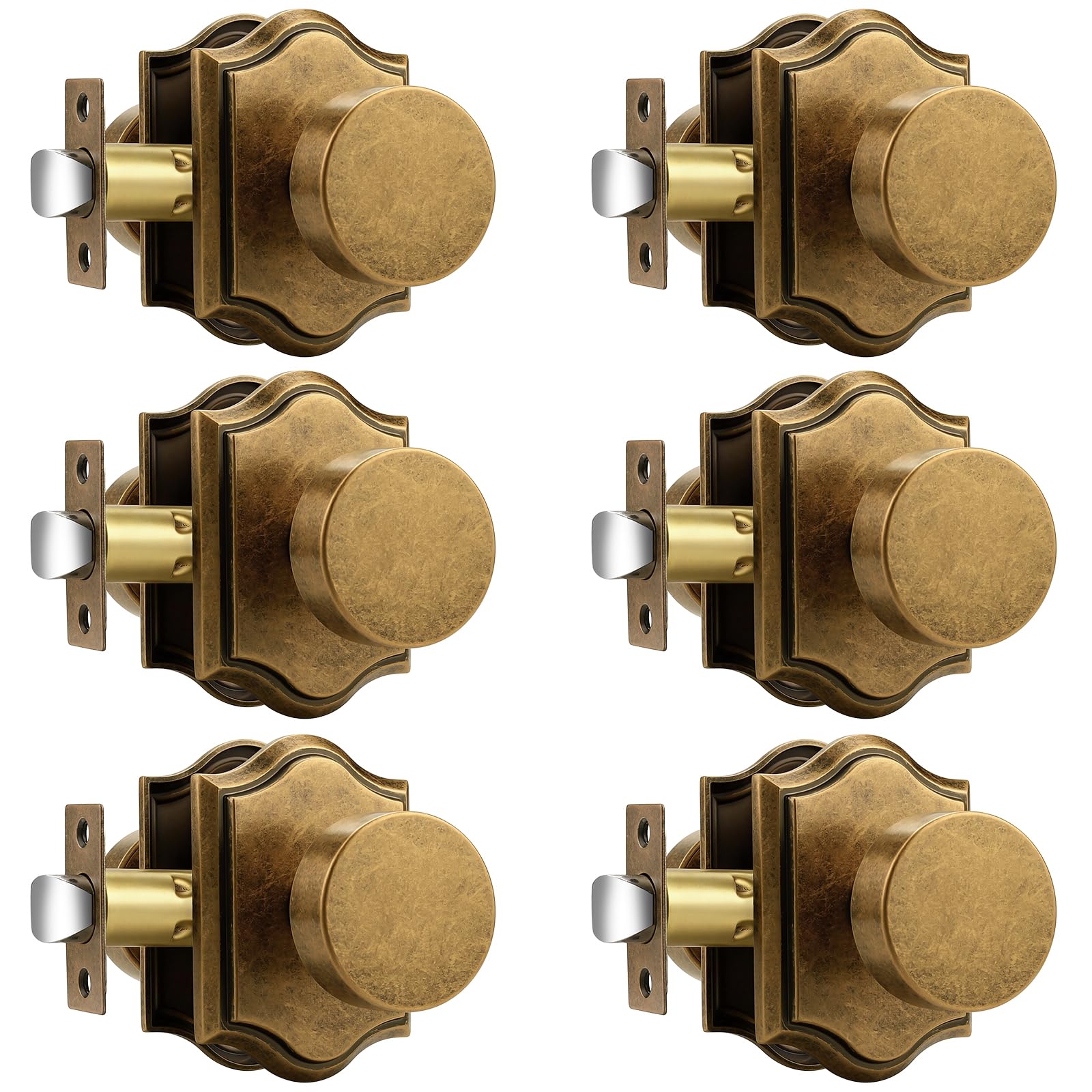 Antique Brass Door Knobs - Privacy & Push Button Lock -30