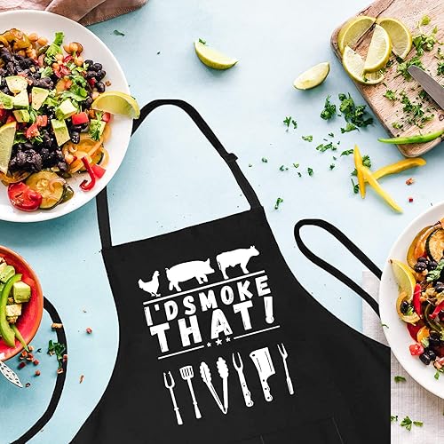 Miniatura 7 de ZOORON - Delantales de chef para hombre, ajustable, para barbacoa, cocina, cocina, delantales para cocinar, divertidos, para marido, papá