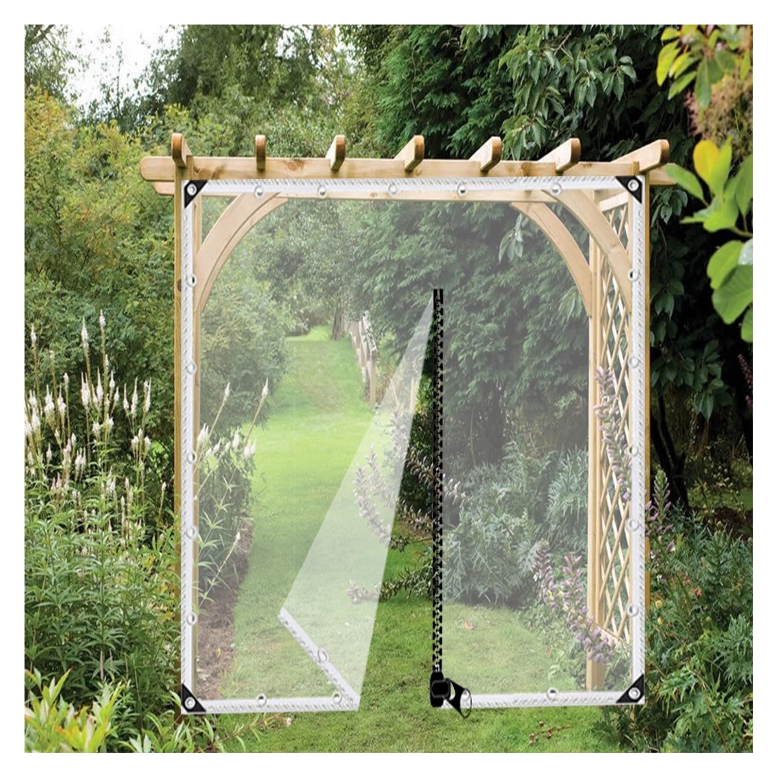 Telone Impermeabile per Esterno, Telone Telo Copertura Impermeabile Trasparente con Cerniera, Ideale Come Telone per Gazebo Pergola (1x5.5m)