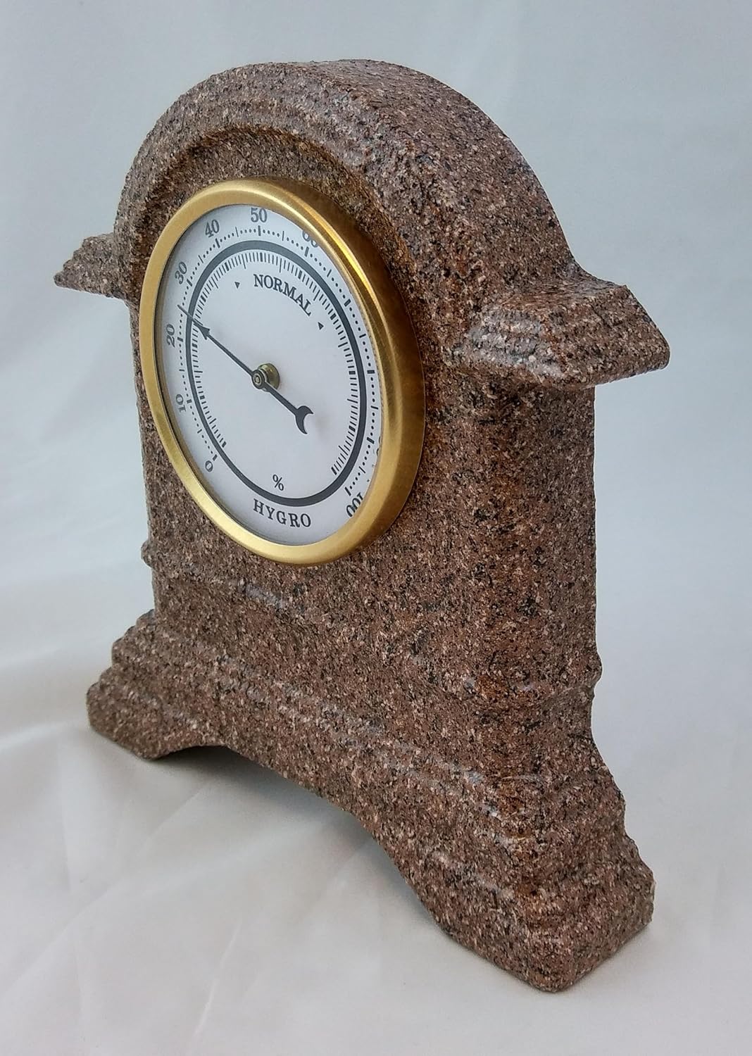 Generic 2 3/4"" White Hygrometer Insert in an Authentic 6"" X 5"" Mantle Shaped Textured Formula Provides Unique Stone Appearance