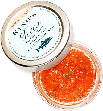 Red Caviar 100g, Wild Alaskan Keta Salmon Roe, Extra Large Fish Eggs, Premium Caviar Red For Sushi, Seafood And Culinary Creations, Exquisite Flavour, 100g Jar