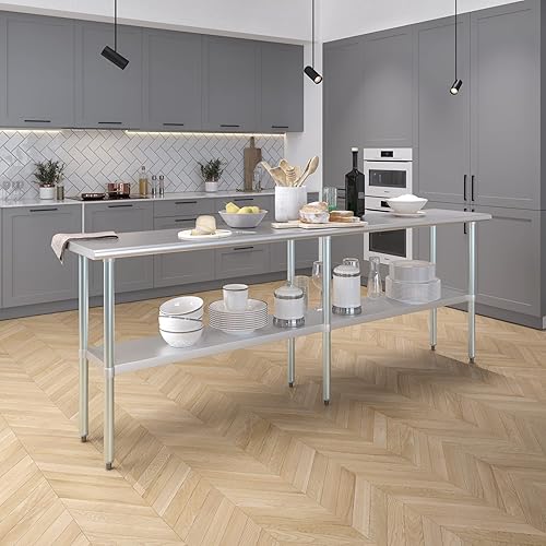 Vista 174 de AmGood Mesa de trabajo de acero inoxidable de 18 pulgadas x 36 pulgadas Mesa de preparación de alimentos de cocina de metal NSF