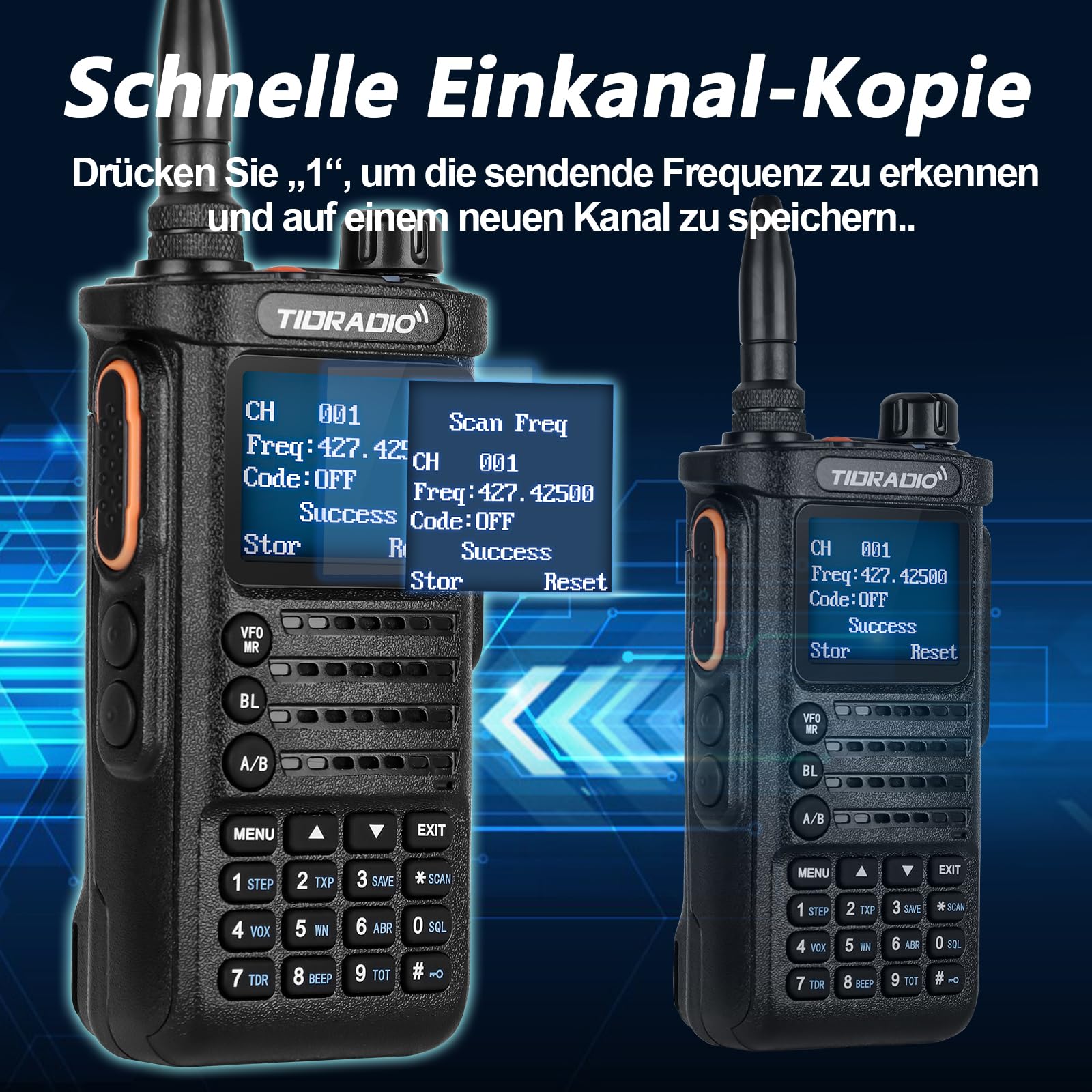 TIDRADIO TD-H8 10W Funkgerät mit Bluetooth-Programmierung Walkie-Talkie mit 2500mAh Akku, Funkgeräte 10 km reichweite Set für Outdoor, Notfall & Camping – 1 Stück