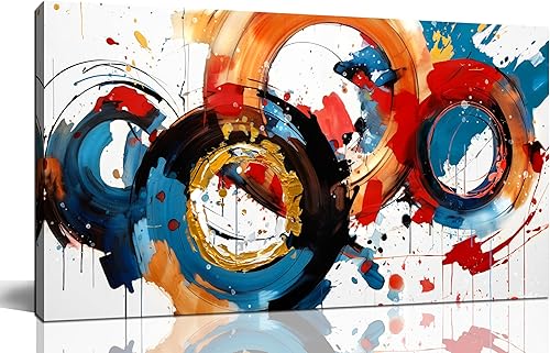 Arte abstracto para pared, impresiones grandes en lienzo moderno, sala de estar, dormitorio, oficina en casa, decoración de pared, enmarcada círculo