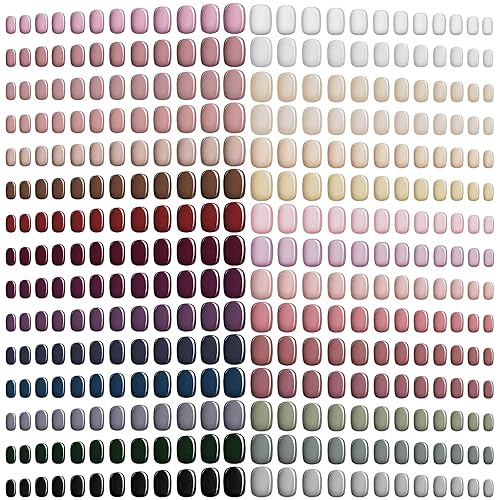 Honoson 720 uñas postizas cortas cuadradas medianas, uñas postizas artificiales de cobertura completa, uñas postizas a presión, uñas postizas Bright