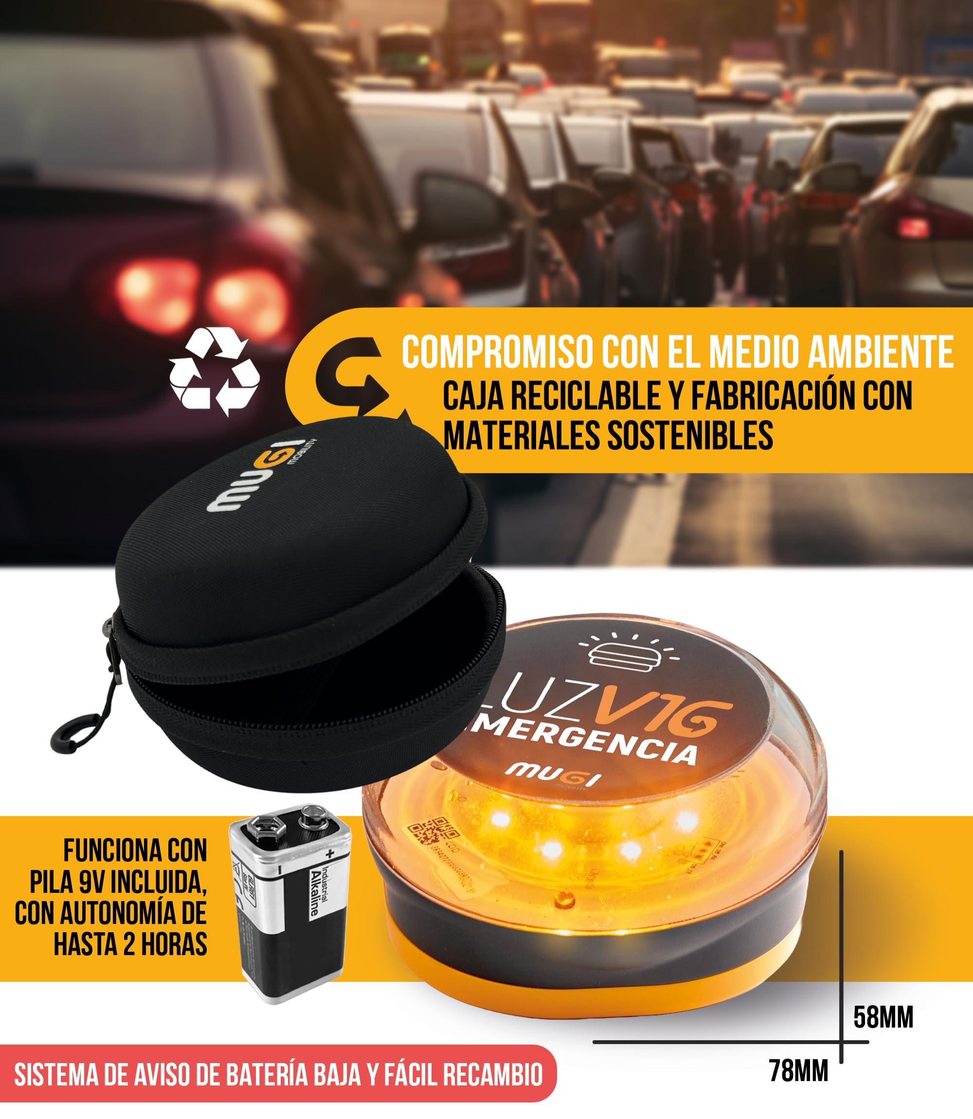 Lote Baliza V16 Homologada Dgt con Geolocalizador y Funda Rígida Antigolpes Tarjeta Sim IoT Incluida Datos Hasta 2040 Luz Emergencia Guantera Coche Camión Visible 360 Grados Legal Obligatoria 2026