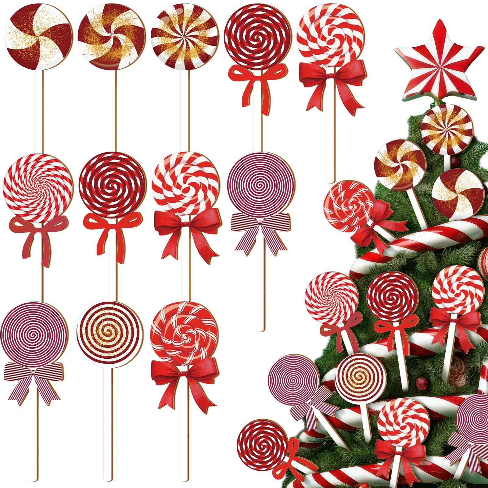 Canne à sucre d'orge Noël bois Chunful suspension sapin décoration intérieur maison et vase