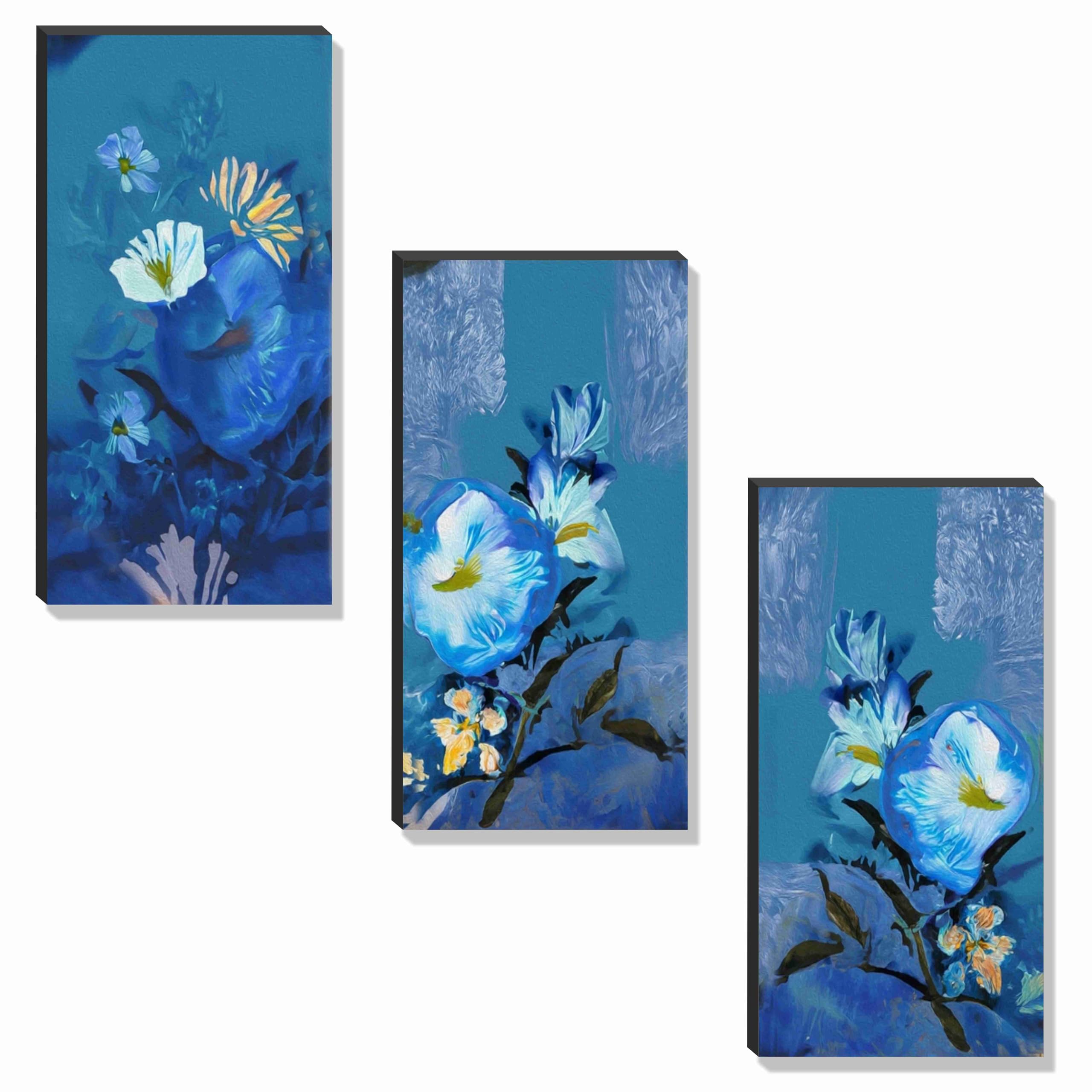 SAF Paintings Preety flower for Wall Decoration - Set Of 3, 3d modern art Painting for Living Room Large Size with Frames for Home Decoration, Hotel, Office 30 cm x 51 cm JC-27