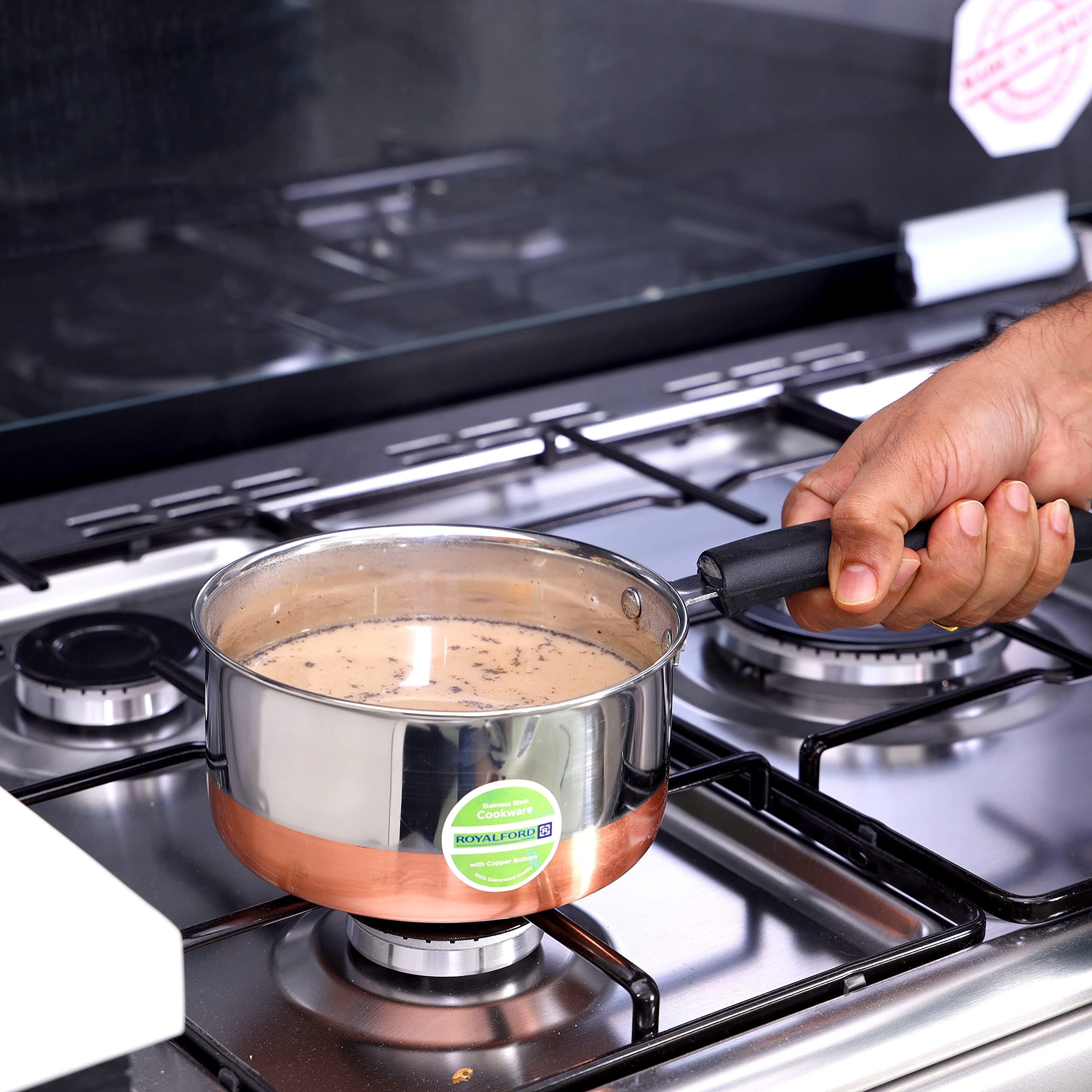 Royalford Stainless Steel Saucepan With Copper Bottom 17Cm, Multi, Rf9972