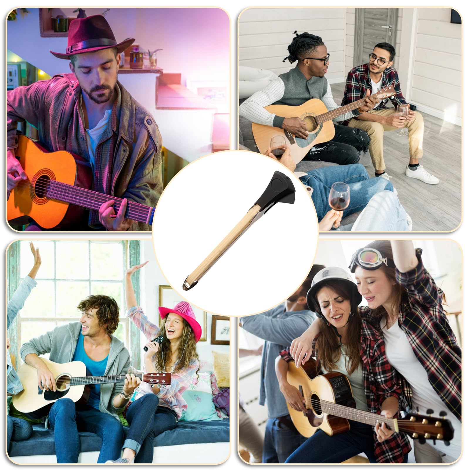 Amycute Bogen für Gitarre, Guitar Bow mit Kolophonium, Doppelseitiger Gitarrenbogen mit Integriertem Plektrum, Mehrzweck-Zupfsaiten-Werkzeug, Geschenk für Gitarrenliebhaber.