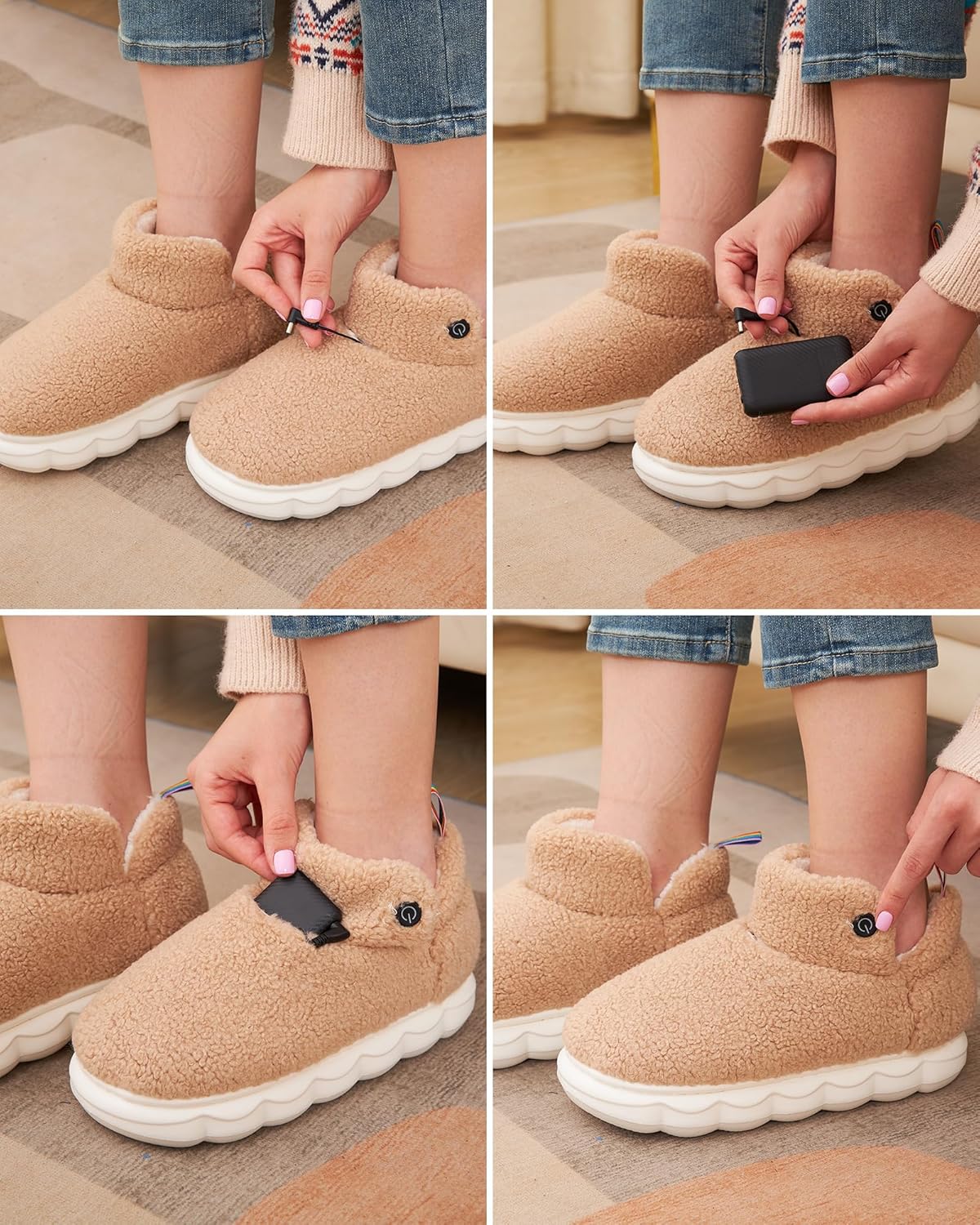 Lilia Heated Slippers for Women with 5000mAh Battery Pack Electric Heated House Shoes rechargeable, heating shoes Foot Warmer with 5V Battery - Image 3