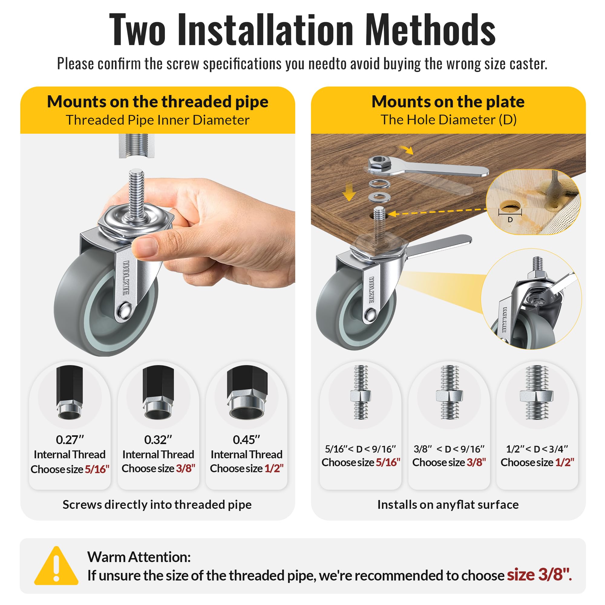 HOLKIE Stem Casters - Heavy Duty & Quiet Rolling -3 HOLKIE Stem Casters - Heavy Duty & Quiet Rolling -3