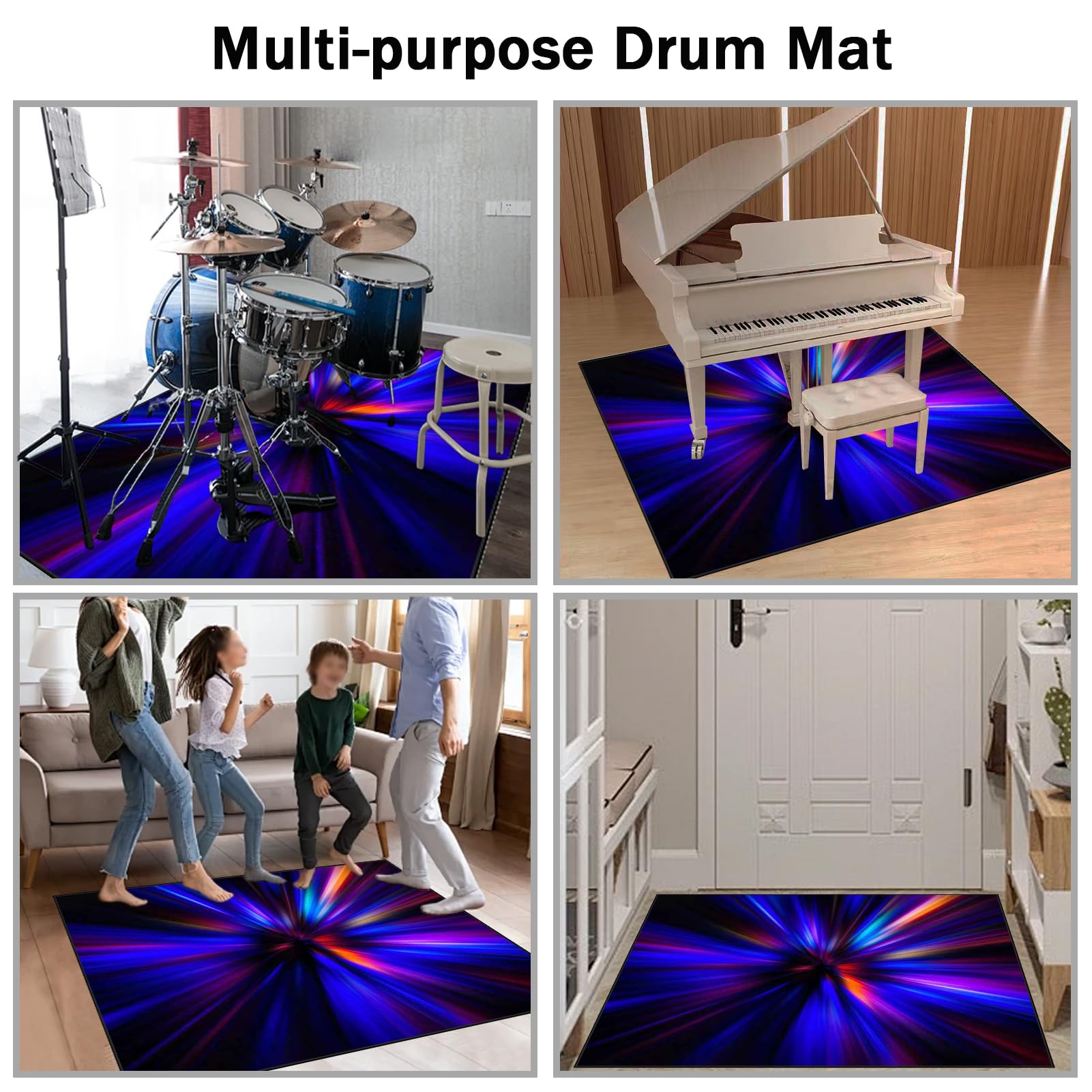 130 x 100 cm Elektroniczny dywanik na baterie, mata bębnowa mata bębnowa, dźwiękoszczelny antypoślizgowy dywanik bębnowy do bębna bębnowego do bębna bębnowego jazzowego i innych instrumentów