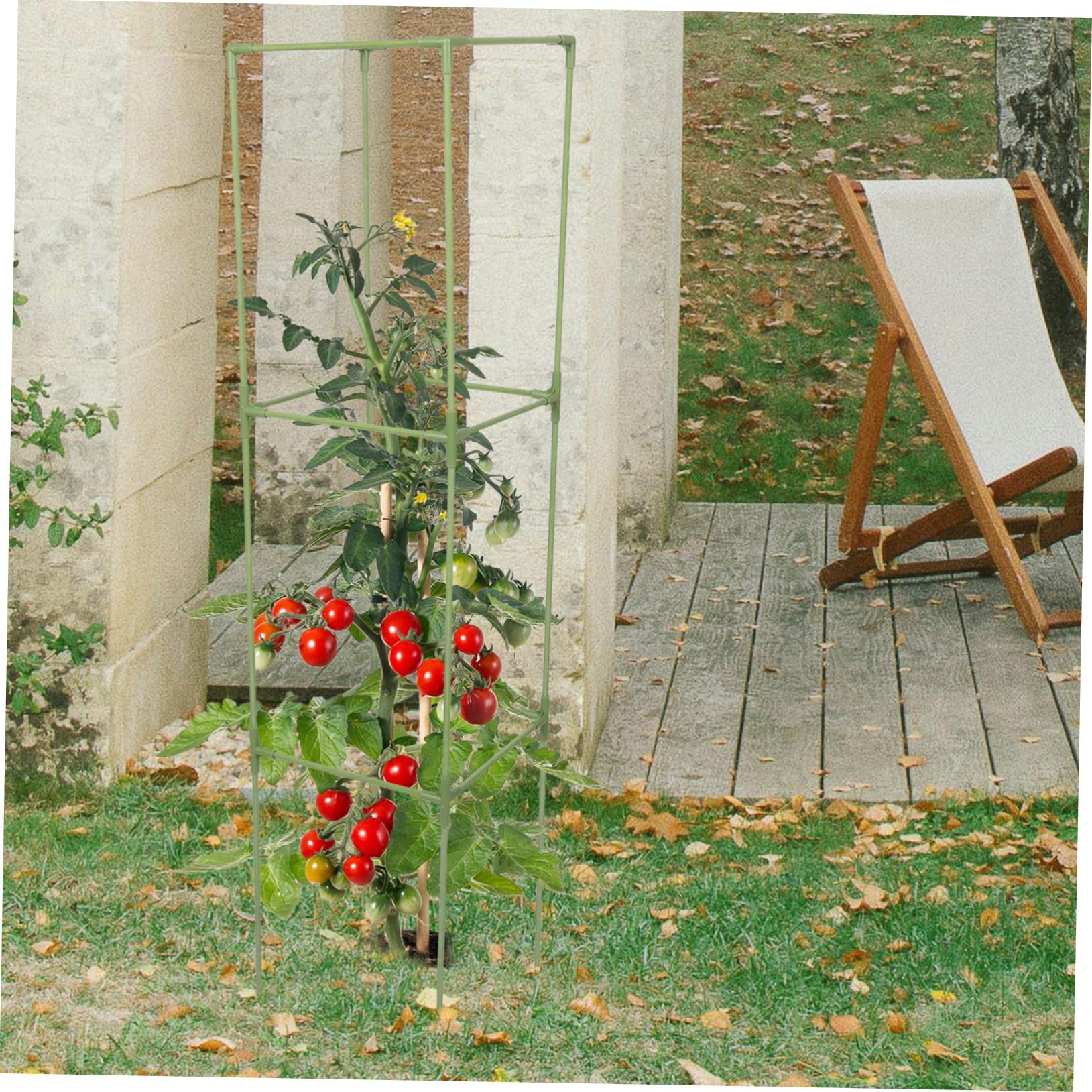 SEWACC Support pour Plantes Carré 1 Set en Fibre de Verre et PP Vert