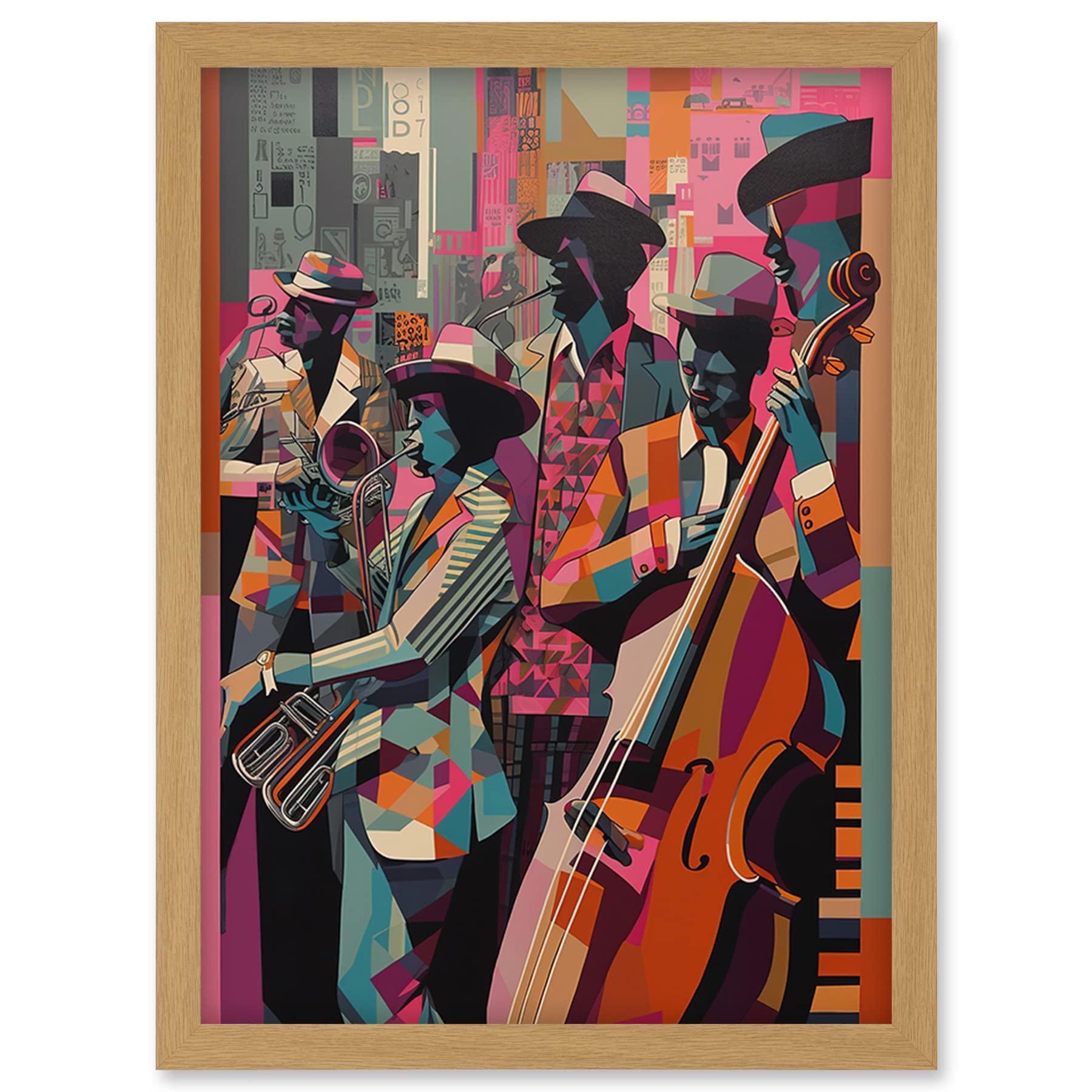 New Orleans Jazz Festival Street Scene Abstract Painting - Framed Wall Art Print A4 by Artery8