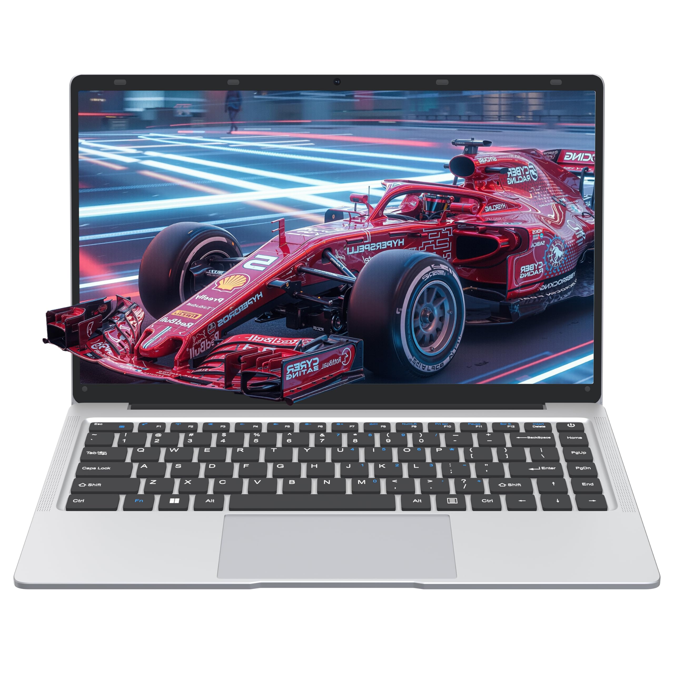14" Silver Laptop Perfect for Study, Work, FHD IPS Display Celeron J4125 8GB DDR4, 256GB SSD Laptop Notebook, Ultra-Thin|180° Opening|USB3.0 (GB, 256)