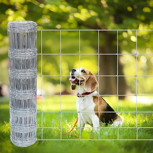 Farm Fence 3ft x 164ft Heavy Zinc Coating Cattle Fence,Galvanized Field Wire Fencing Deer Fence,Goat Fence,Hog Wire Fencing for Yard Livestock & Animals Protection
