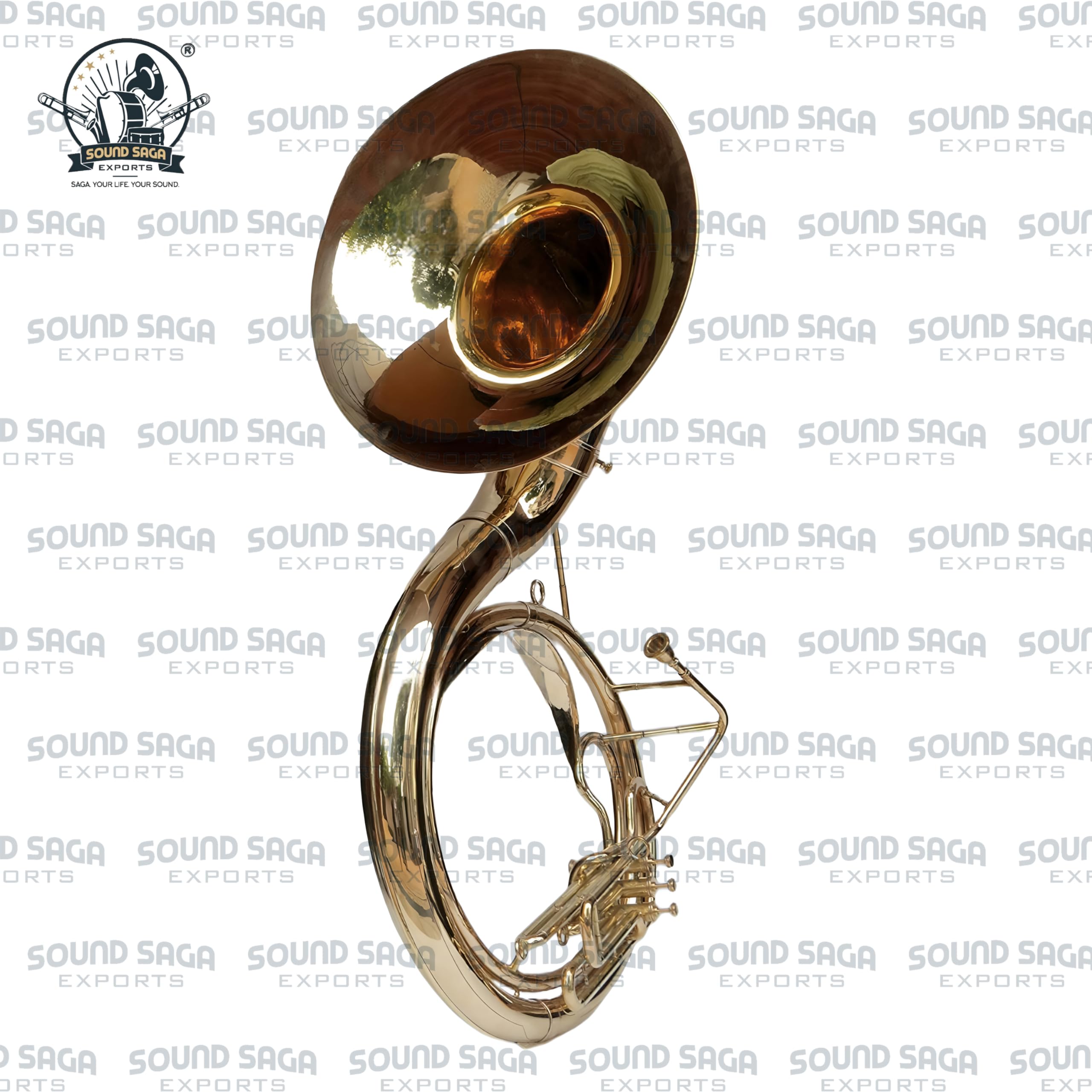 Sousaphon, 61 cm, handgefertigt, BB-Pitch, Premium-Messing-Qualität, inklusive Mundstück und Tragetasche (BRASS)